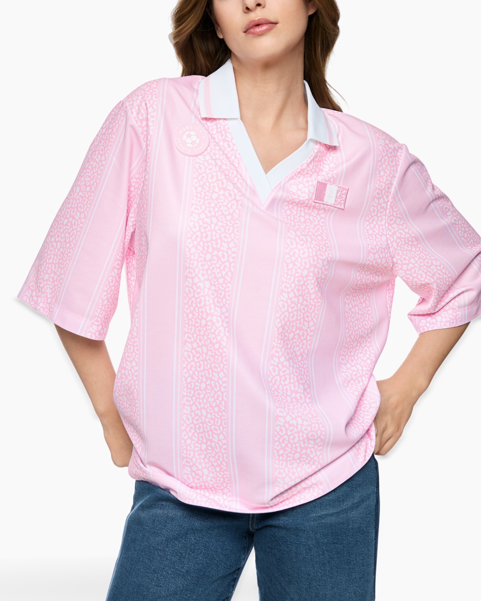 pink, t-shirt, kaftan, striped, loose-fit