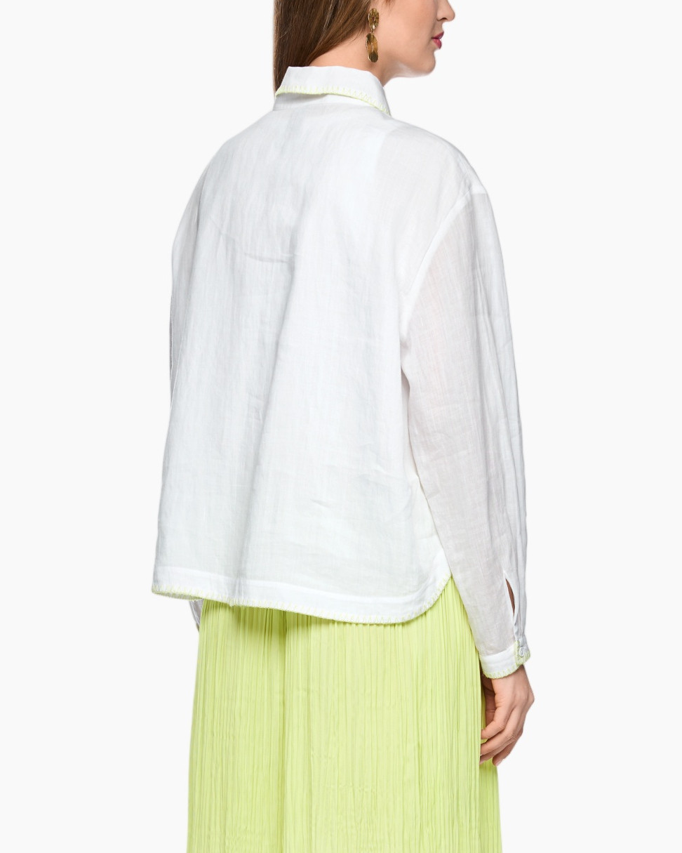 white shirt, button-down, collar, long sleeve, linen