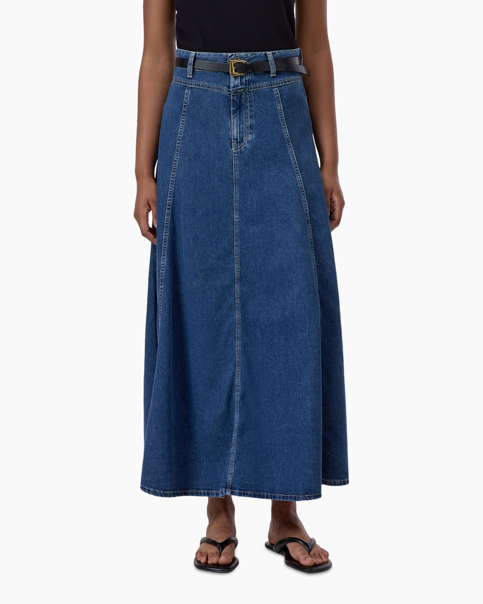 denim, skirt, maxi, midtone, belted