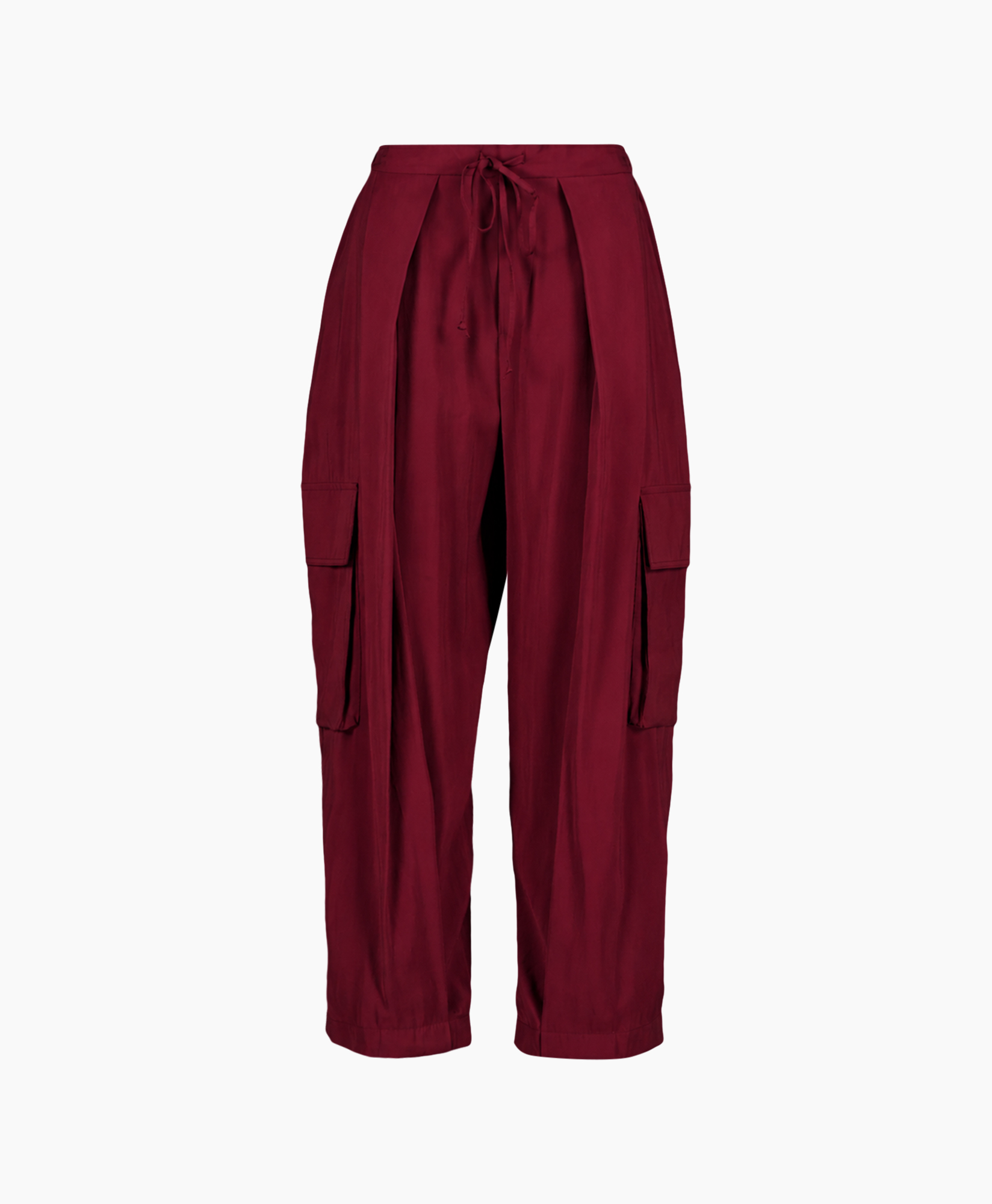 cargo pants, drawstring, slim, bright red, knee-length