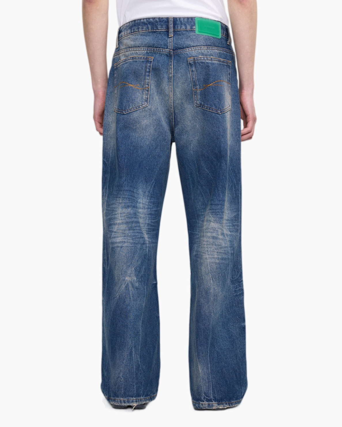 jeans, distressed, wide leg, blue denim, pants