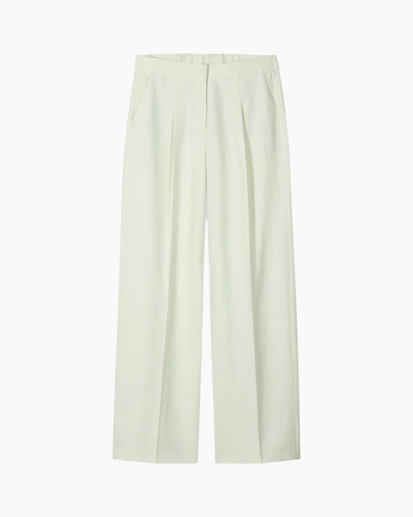 pants, trousers, pleated, wide-leg, mint-green, trousers, palazzo pants, light green, pleated, waistband pockets