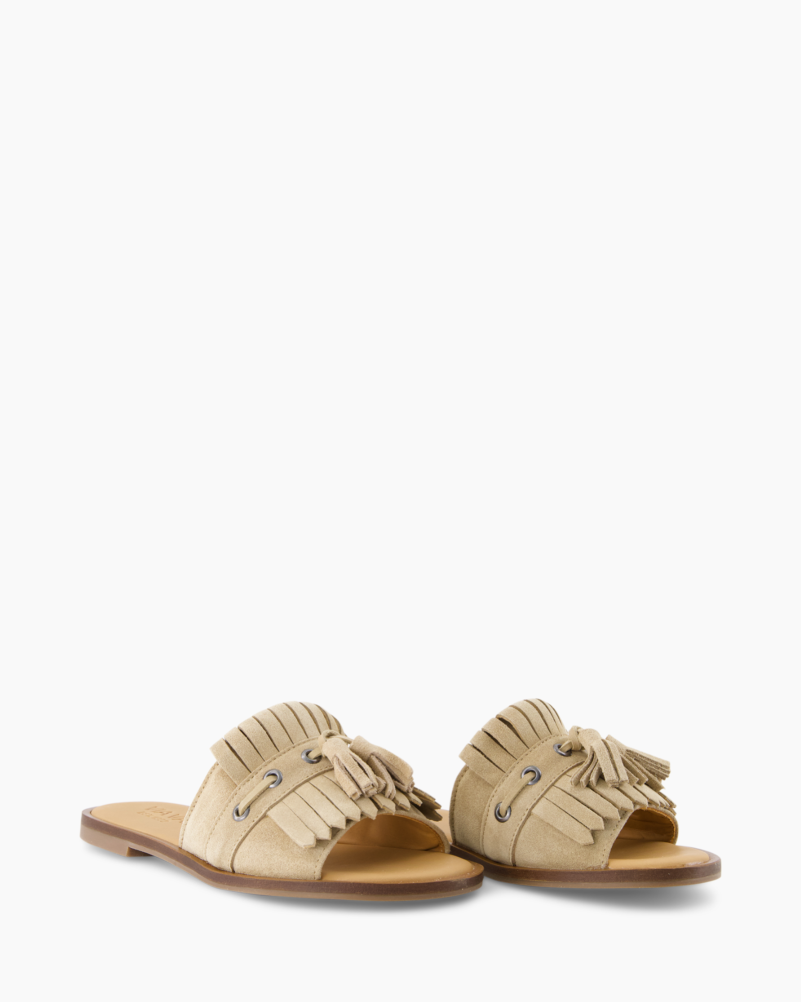 sandals, slippers, fringed sandals, flat sandals, beige