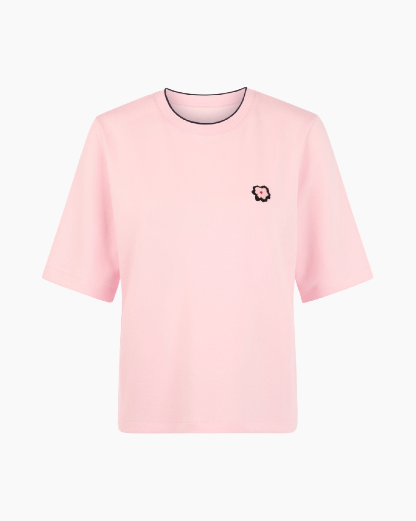 t-shirt, pink, short sleeve, solid color, small logo