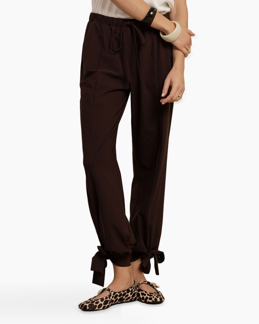 pants, drawstring, ankle-length, brown, leopard-print-shoes