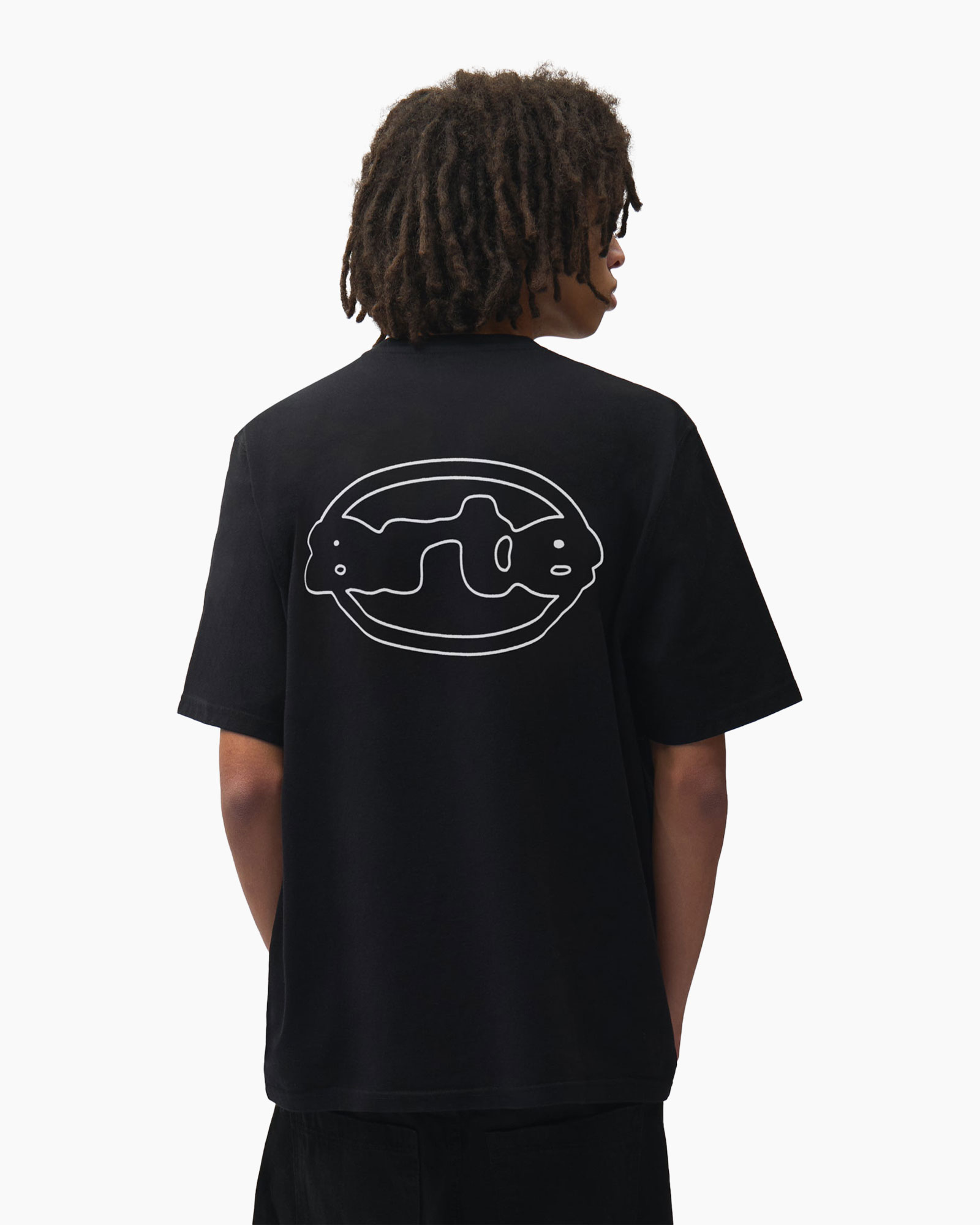 t-shirt, black, short-sleeve, logo, back-print