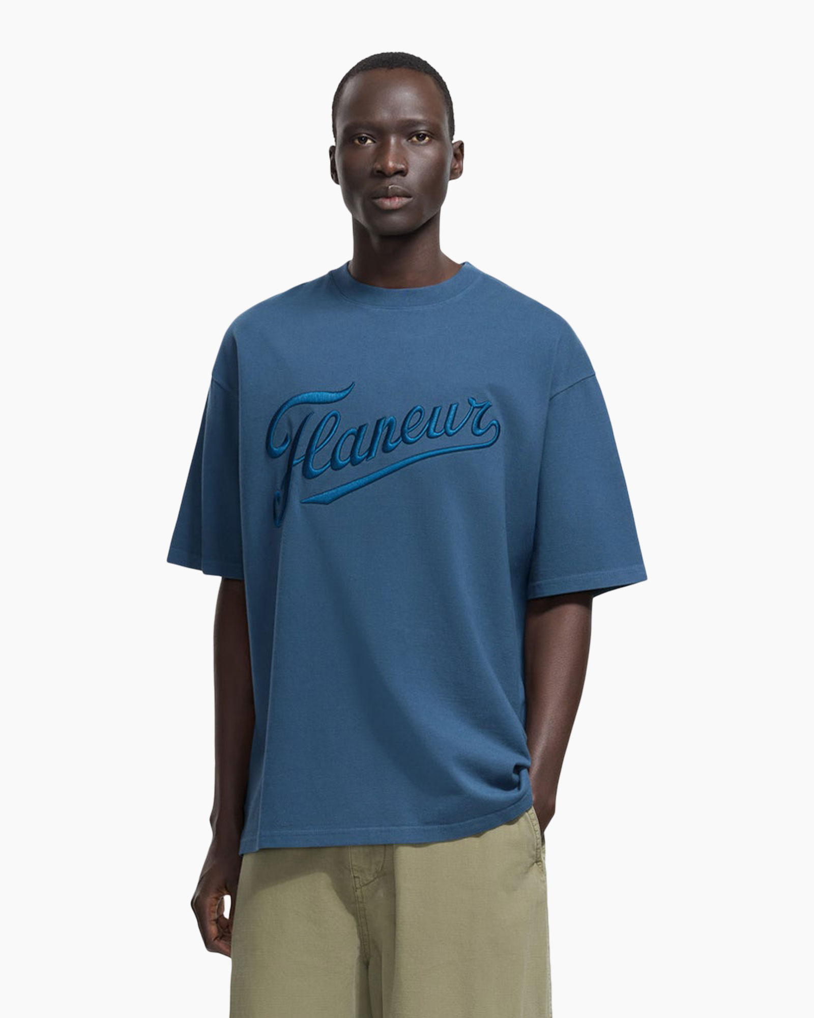 t-shirt, short sleeve, blue, crew neck, graphic