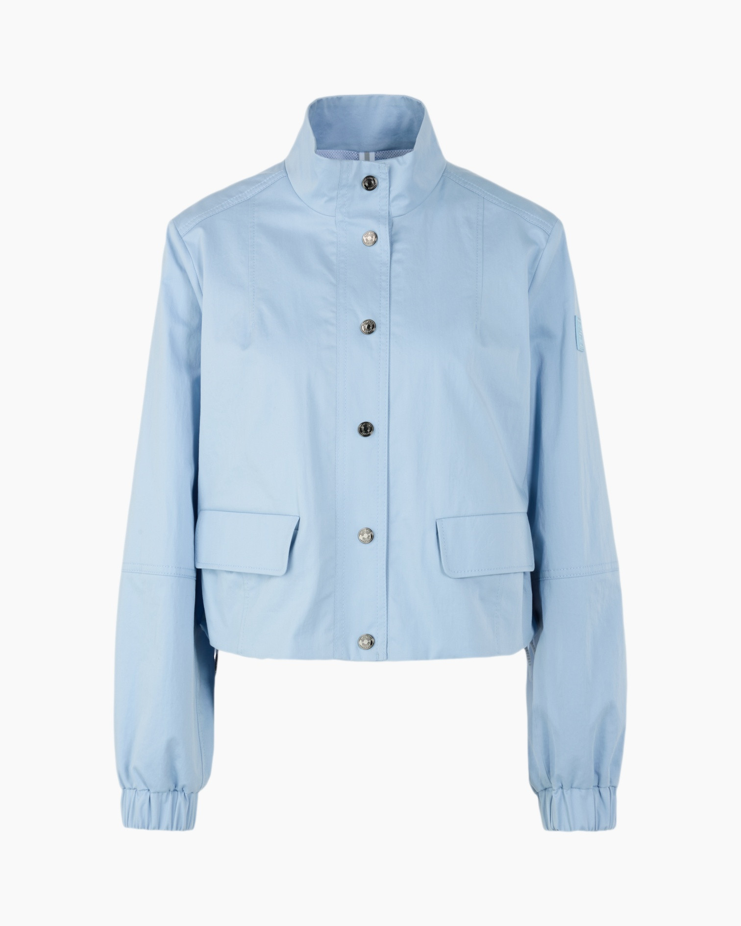 jacket, light blue, anorak, button front, two pockets