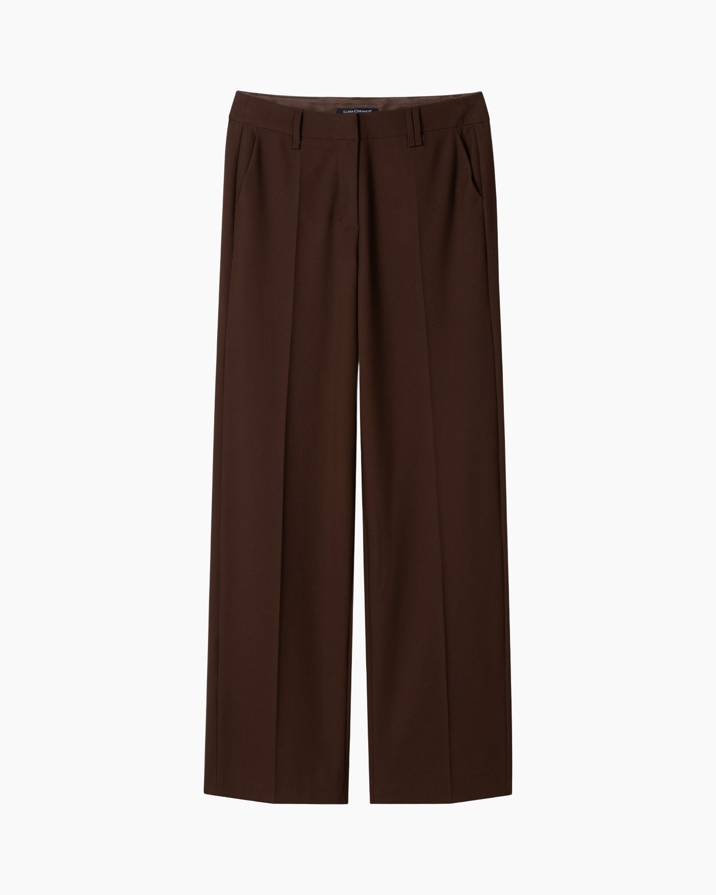 trousers, wide-leg, brown, pleated, formal