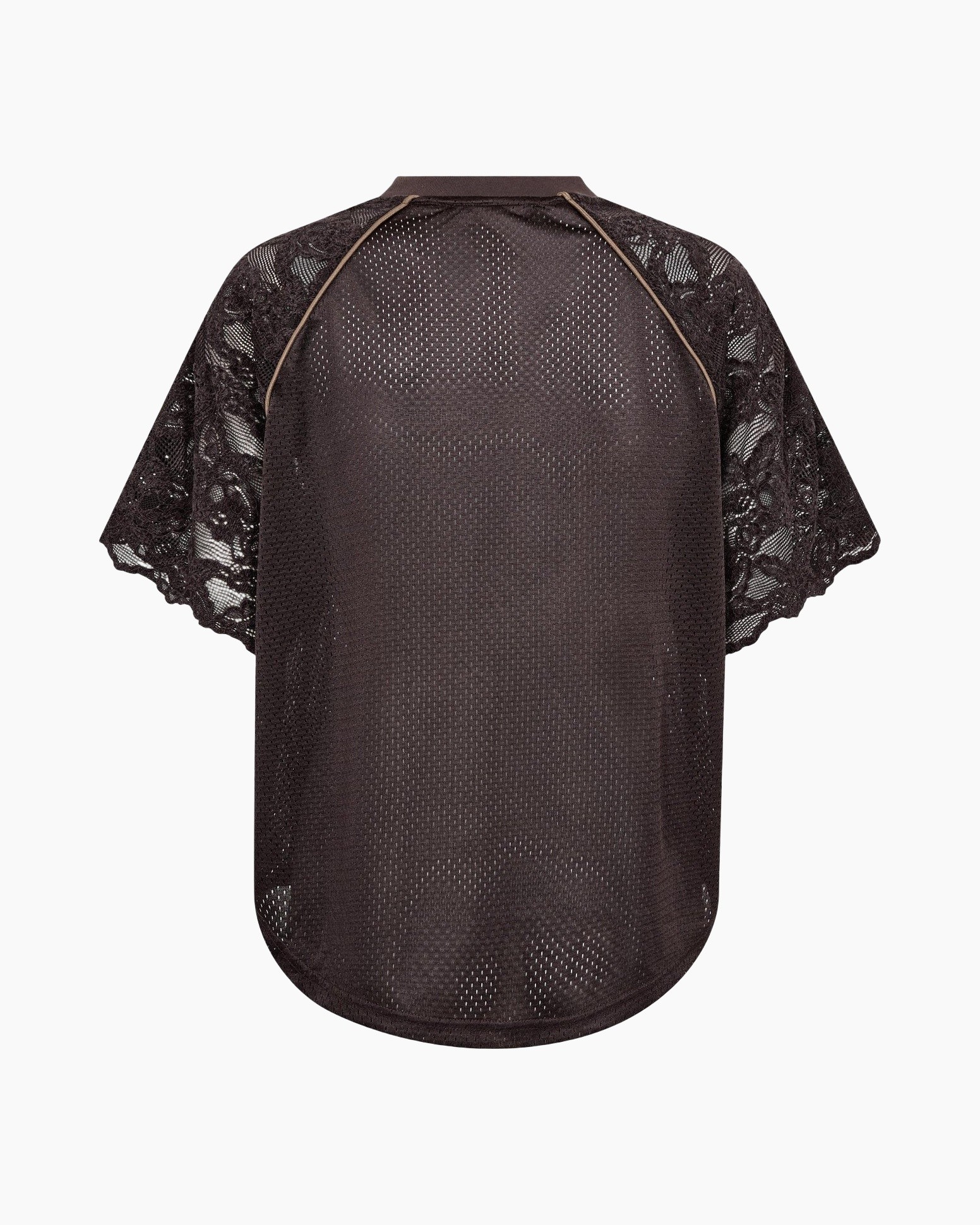 mesh, top, short sleeve, brown, see-through