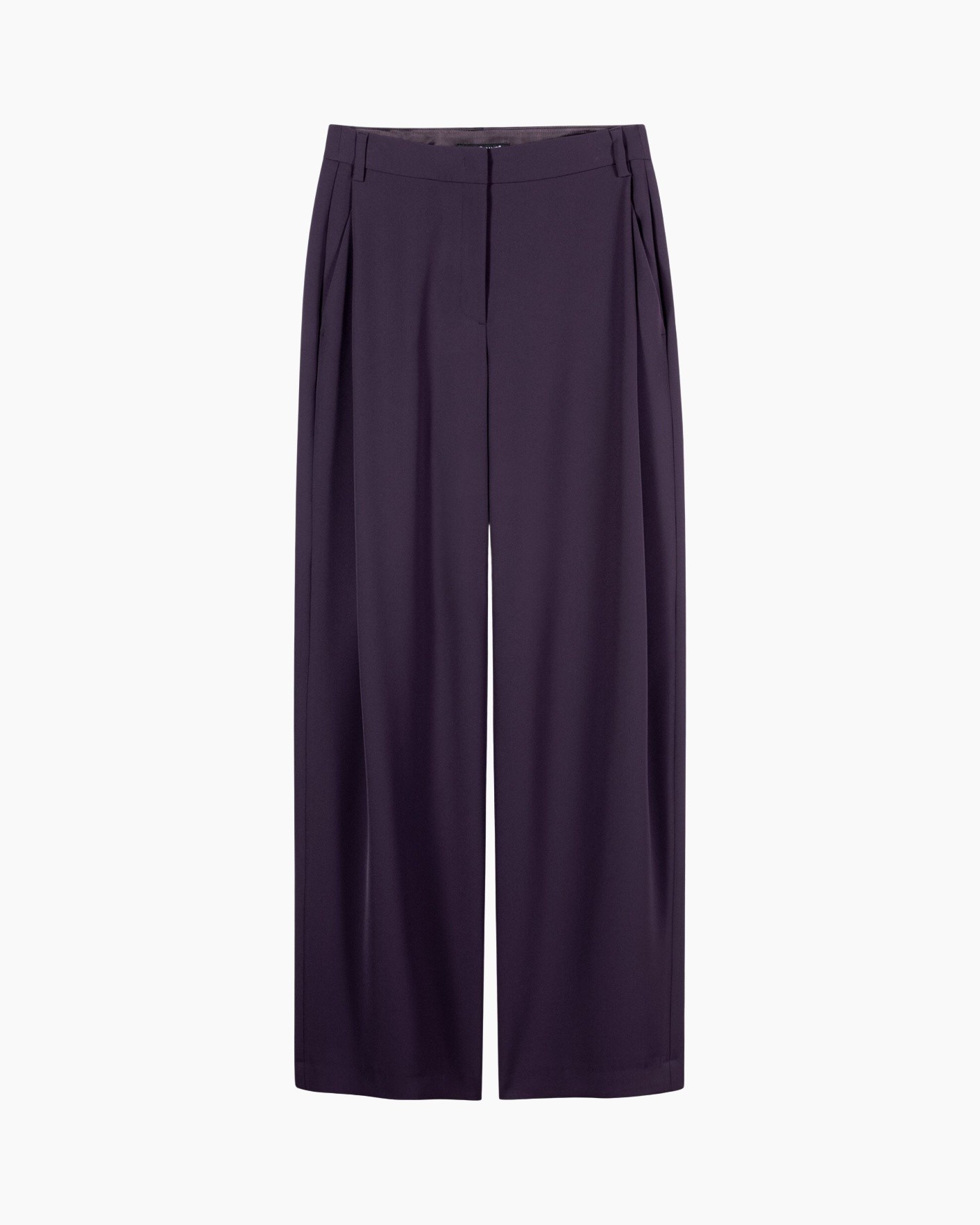pants, wide-leg, purple, trousers, pleated