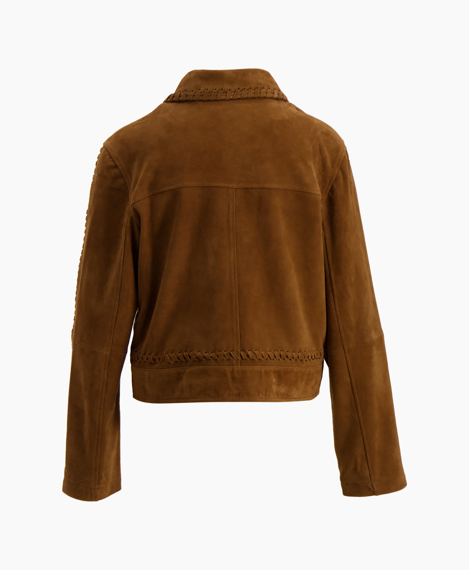jacket, suede, brown, button-up, stitched detail