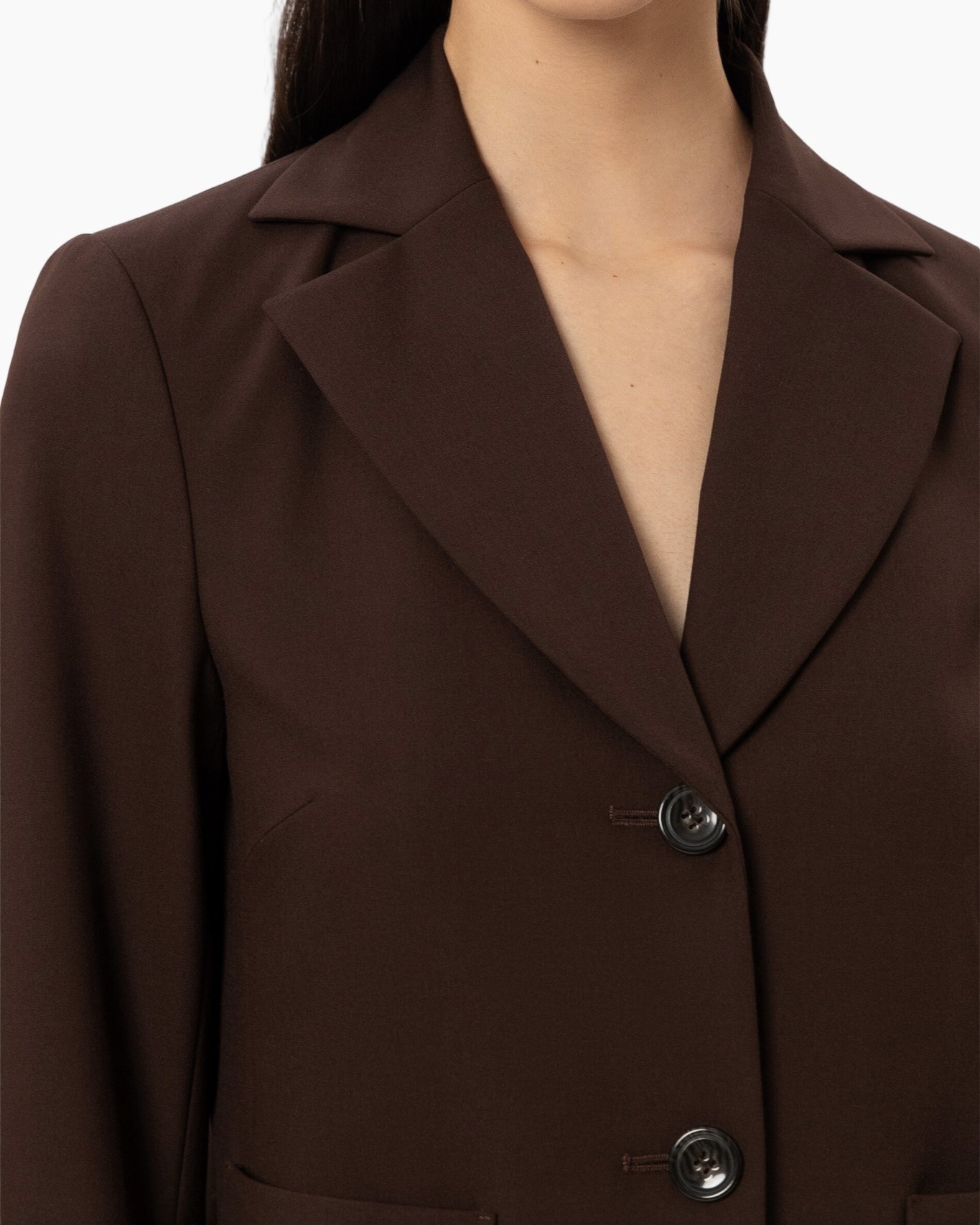 blazer, brown, open-front, two-button, lapel