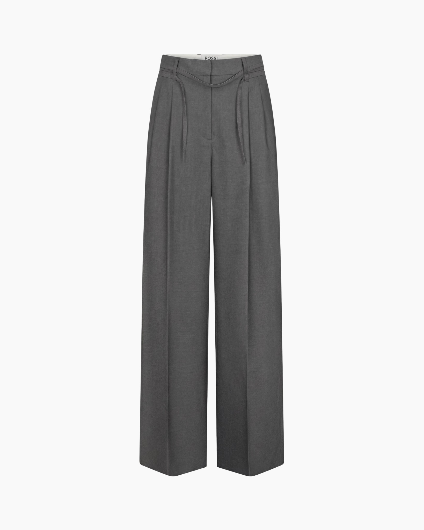 trousers, wide-leg, grey, drawstring, secured waist