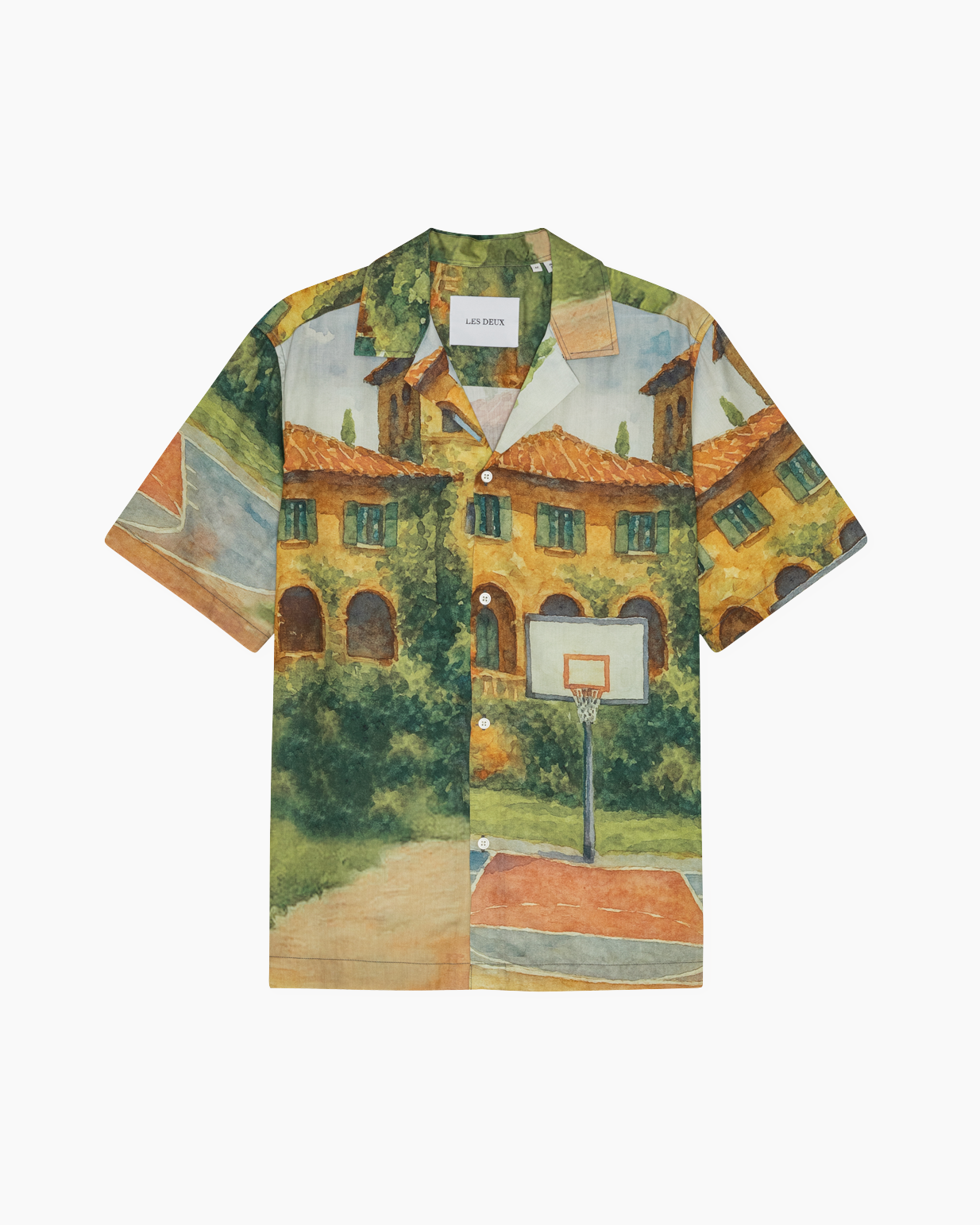 shirt, hawaiian, short-sleeve, print, basketball hoop