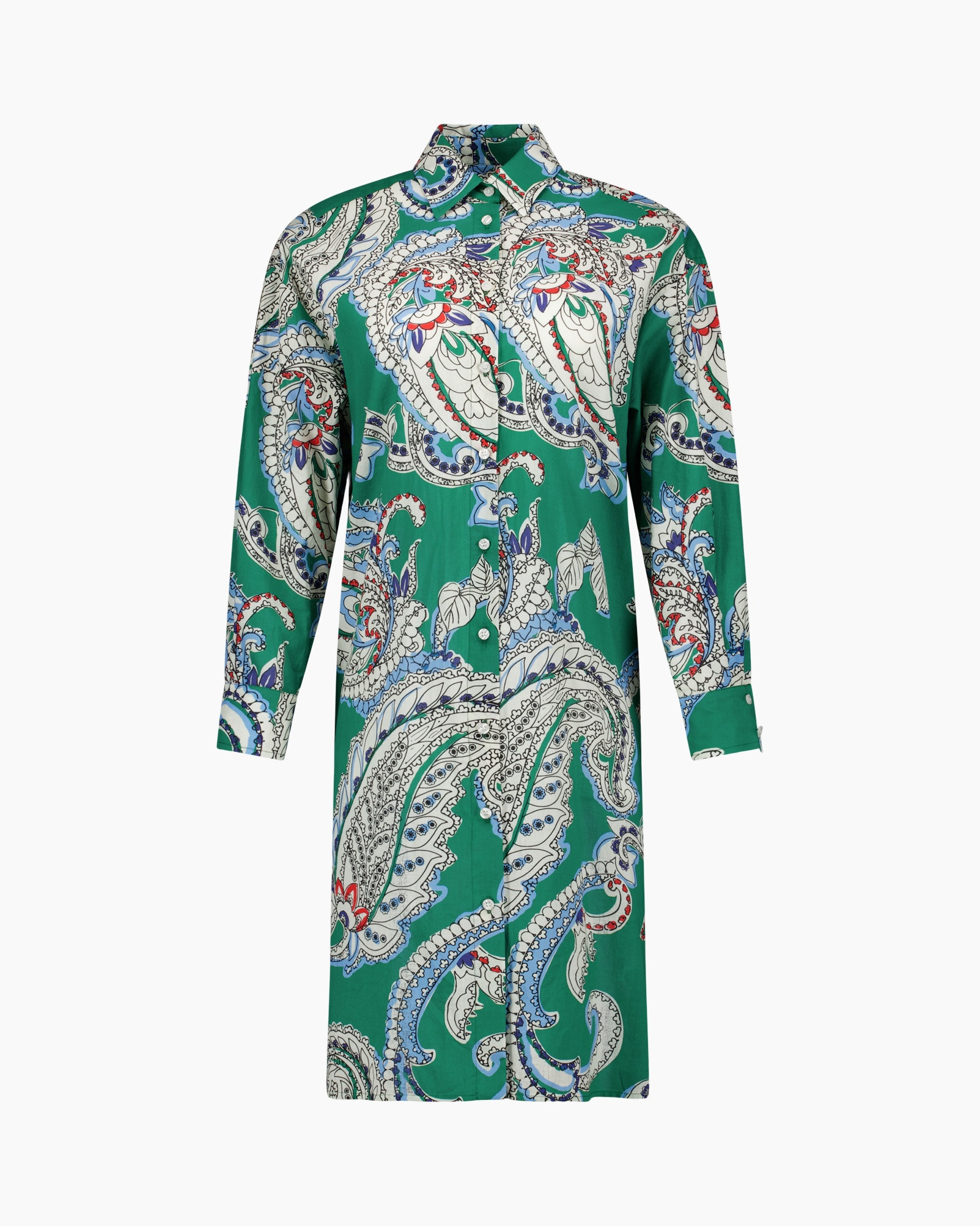 shirt, long sleeve, green, paisley, button-down