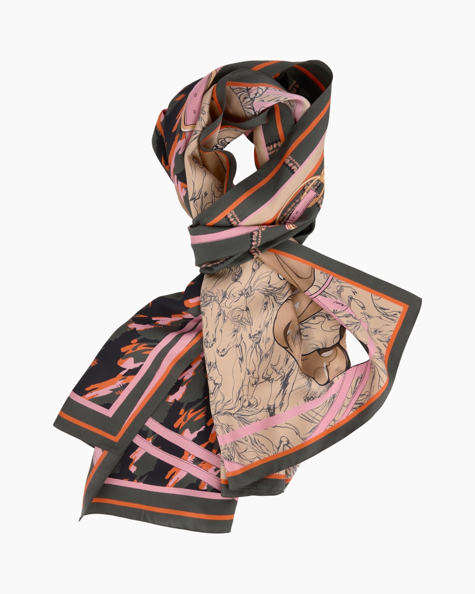 scarf, patterned, multicolor, square scarf, fabric accessory