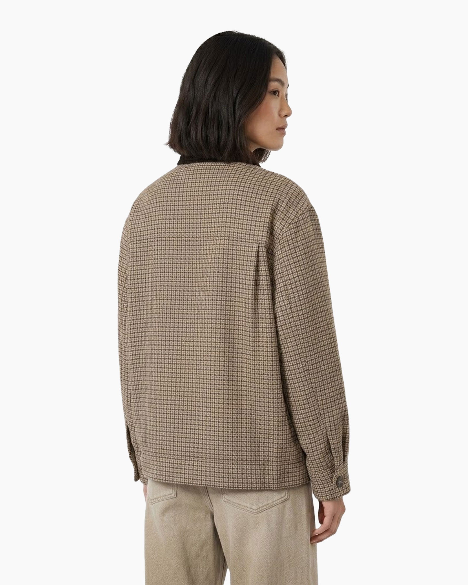 cardigan, plaid, beige, long sleeve, loose fit