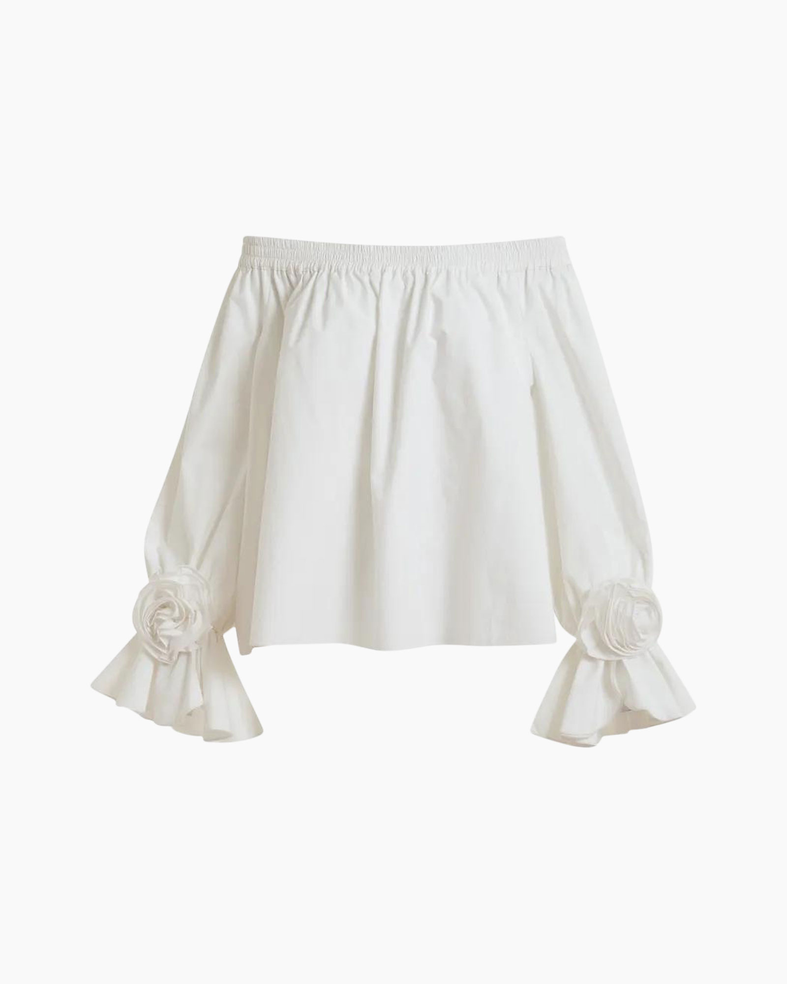 top, blouse, white, long sleeves, ruffled cuffs