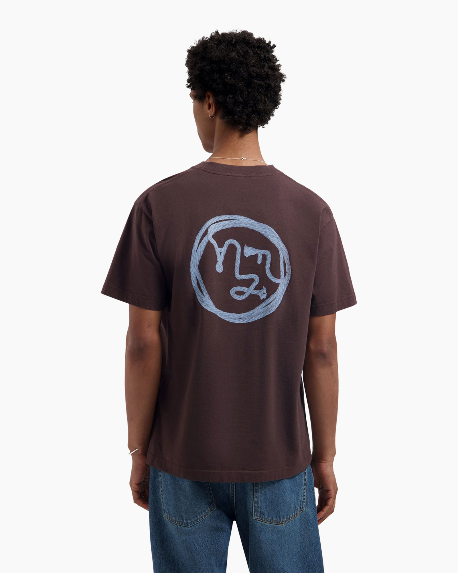 t-shirt, short sleeve, back print, brown, circle graphic