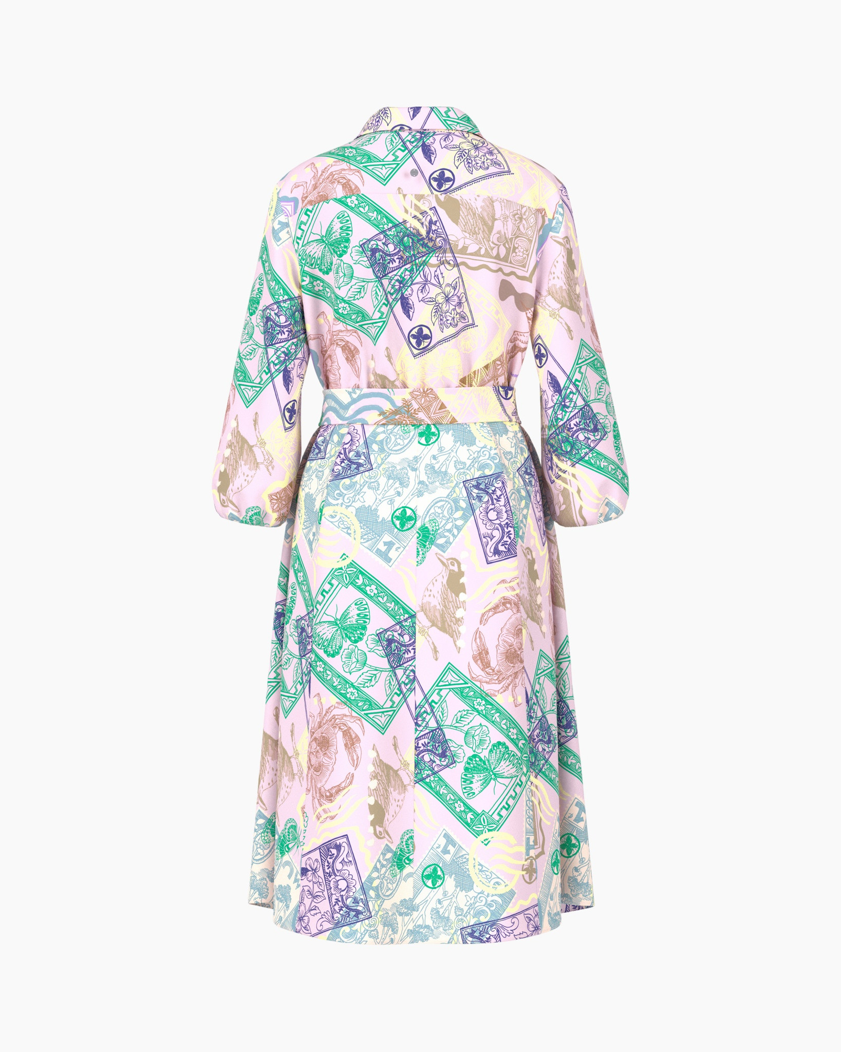 dress, print, pastel, belt, kimono