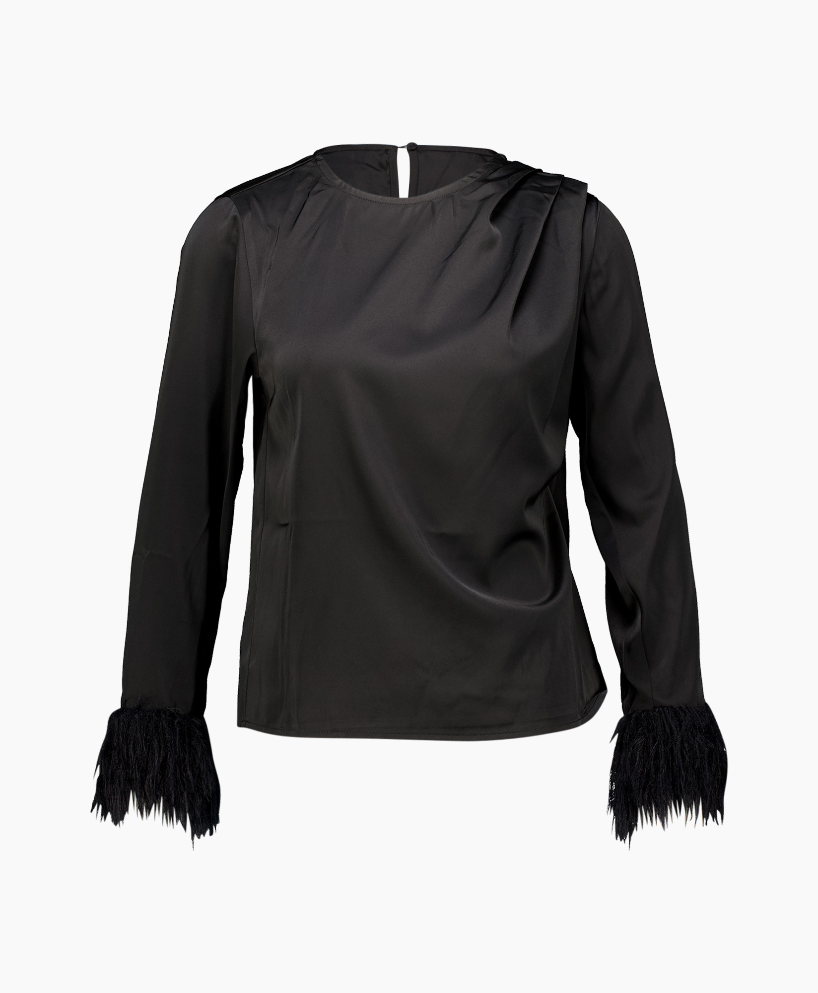 Blouse Adnacc Drape Feather Blouse Zwart