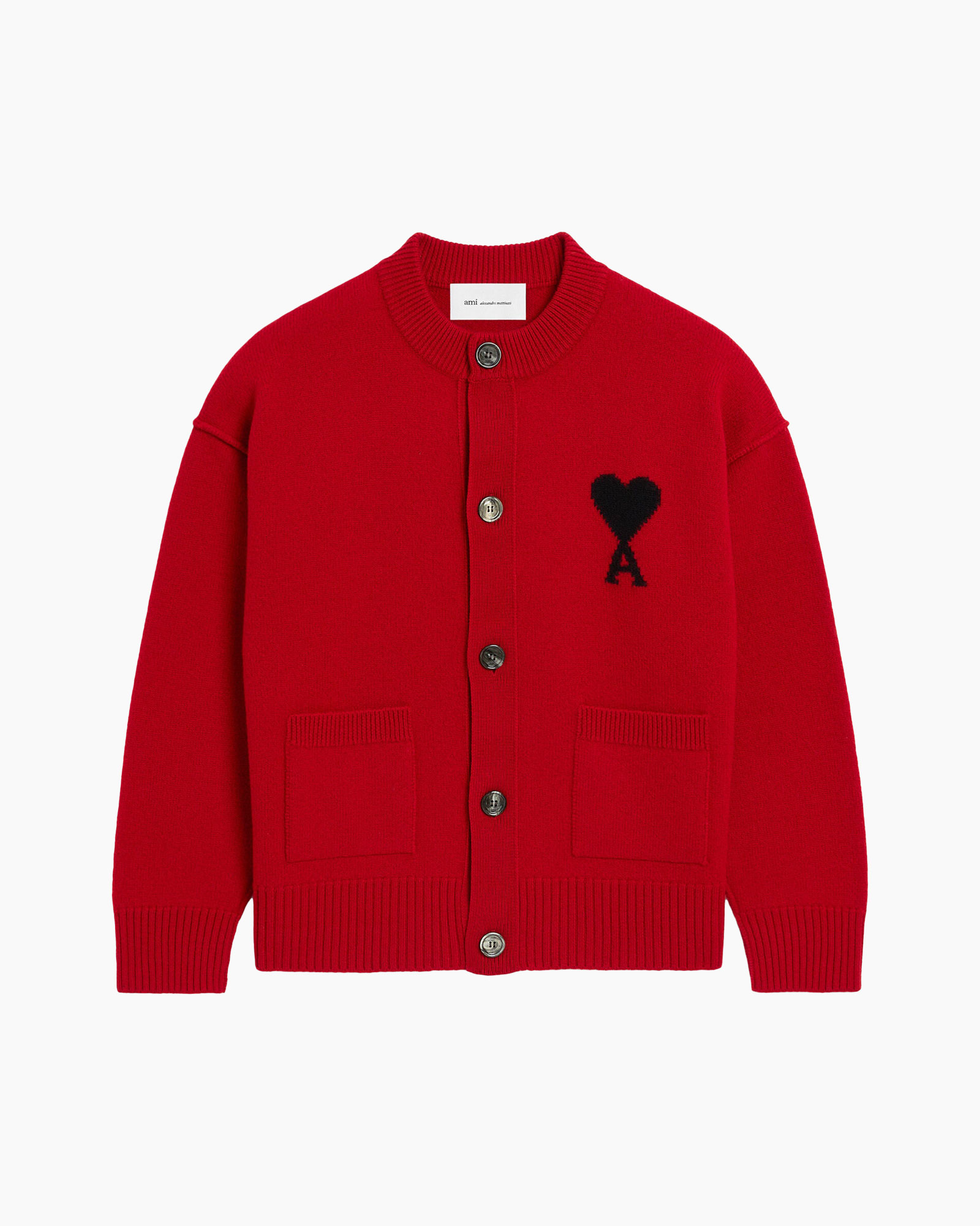 cardigan, red, knit, buttons, pocket