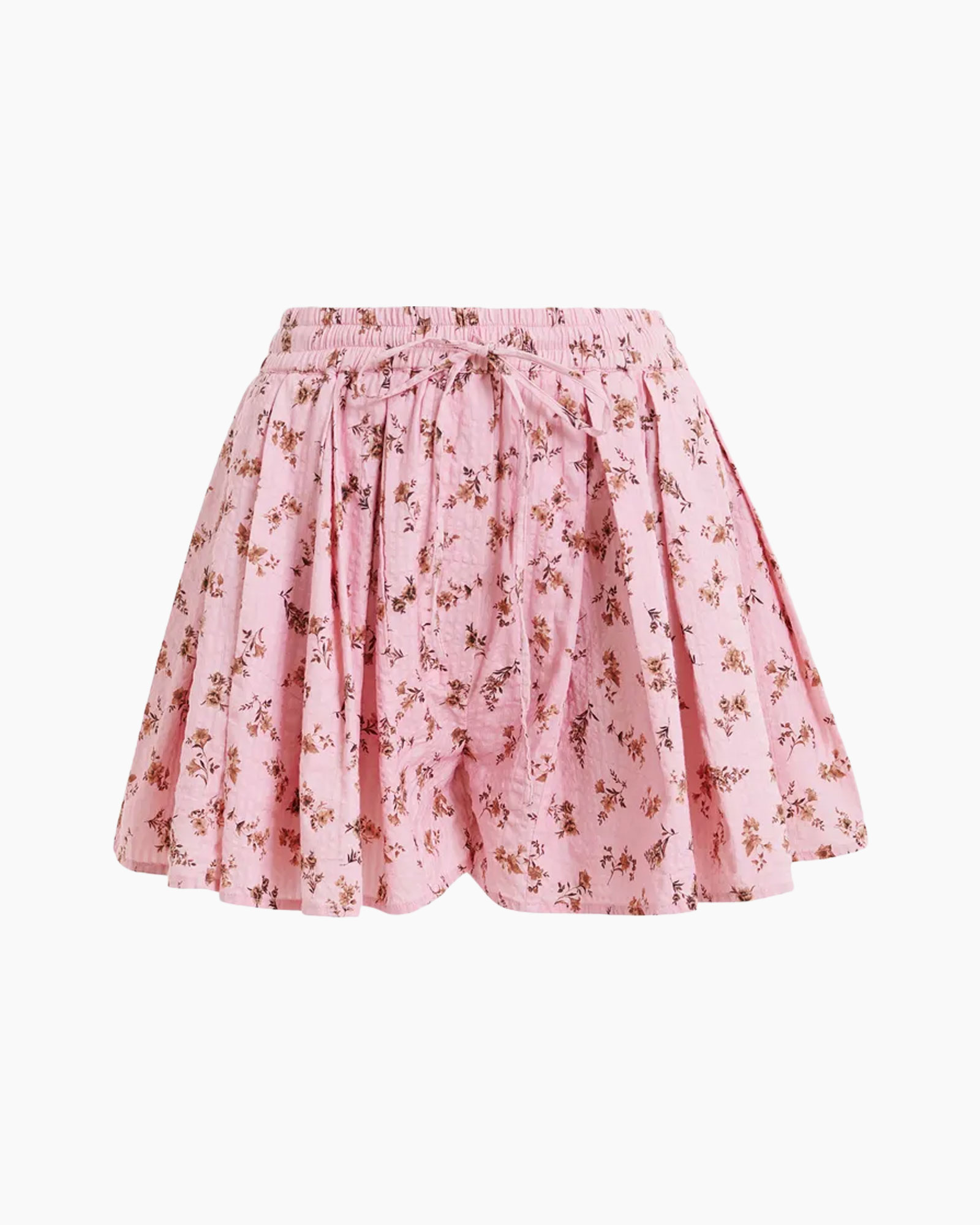 skirt, pink, floral, mini skirt, elastic waistband