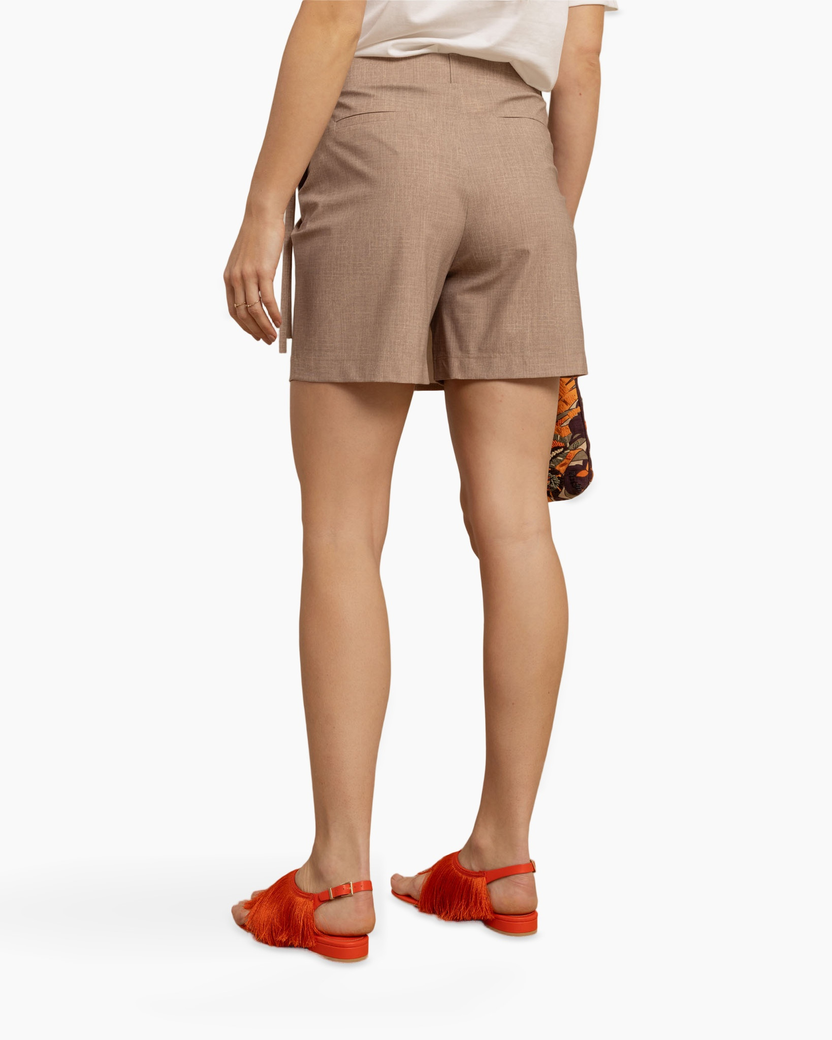 wrap-skirt, shorts, beige, drawstring, sandals