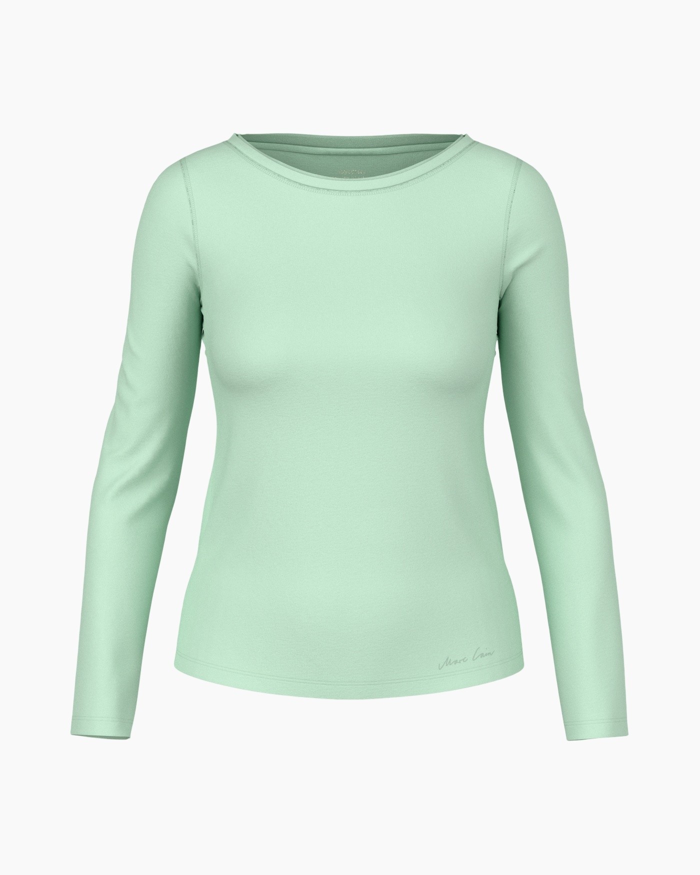 longsleeve, mint, solid, round-neck, top