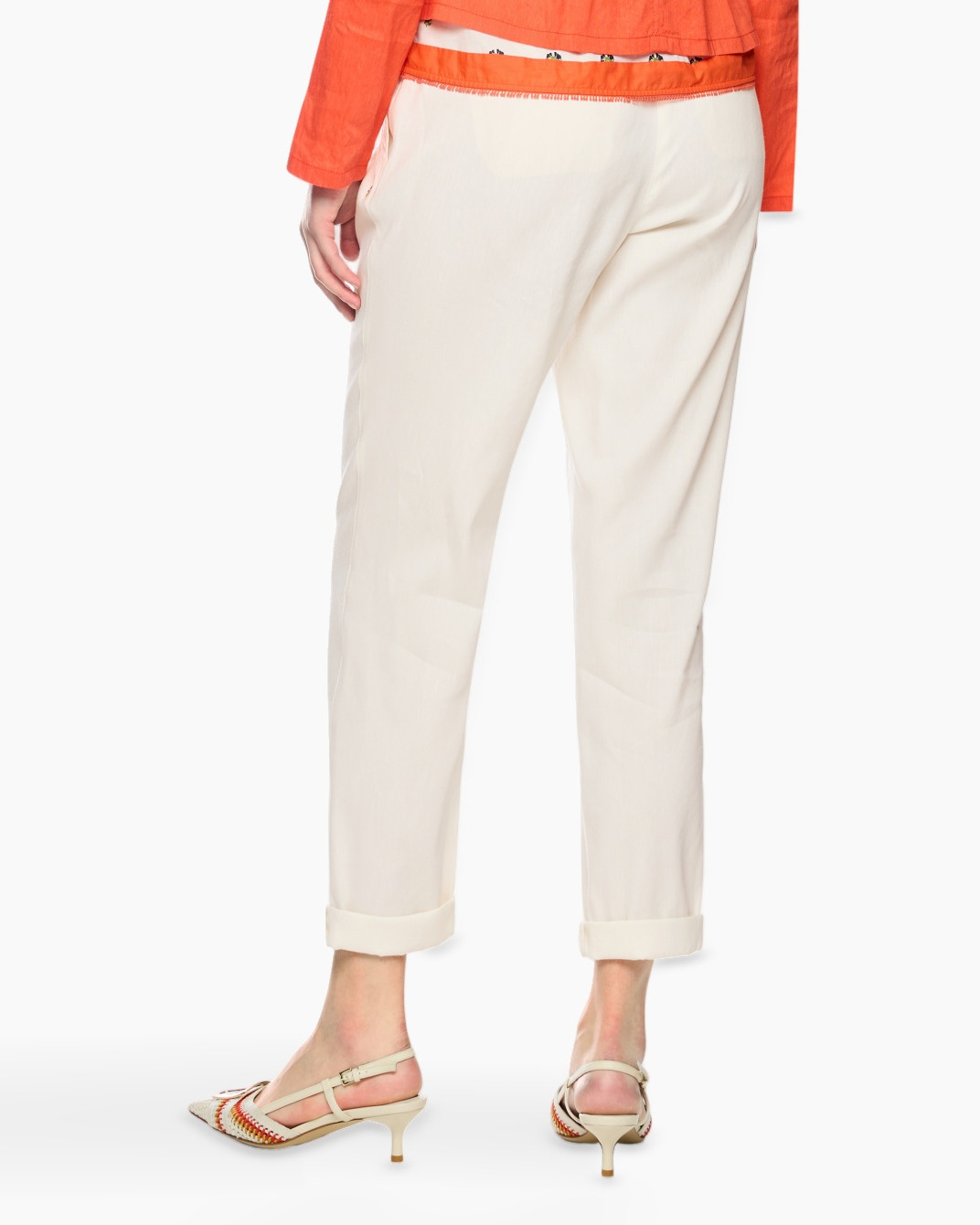 pants, creme, rolled-up cuffs, casual, slacks