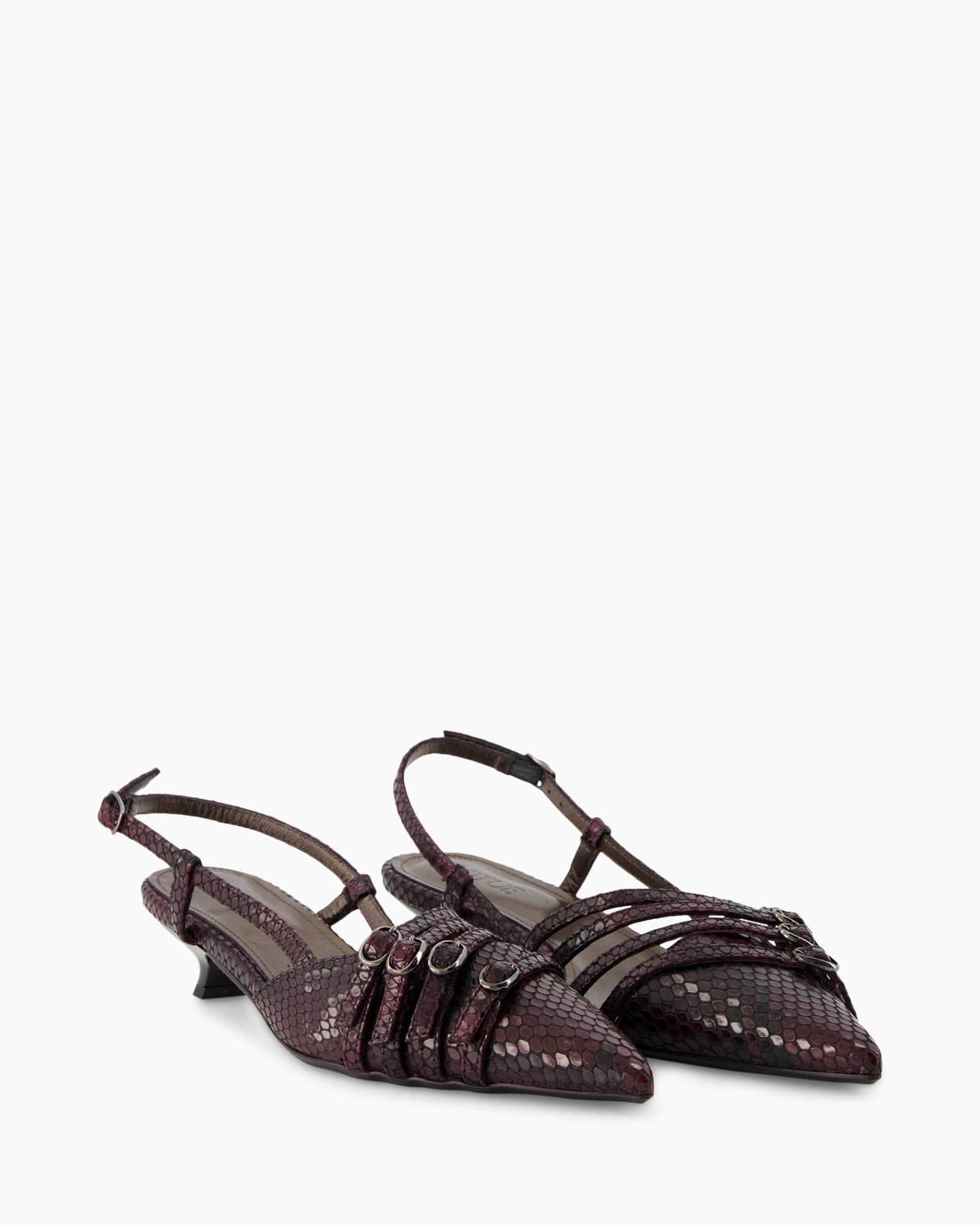 woman shoes, pump, strappy, snake print, mid heel
