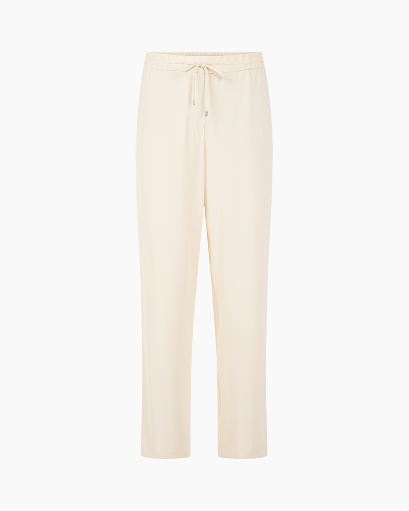 pants, drawstring, crepe, beige, ankle-length