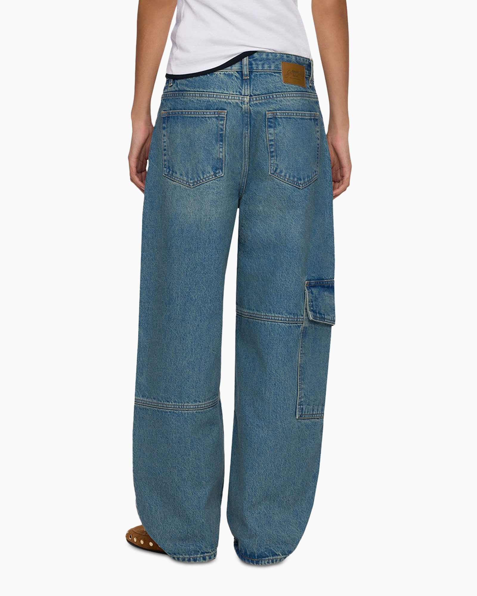 denim, jeans, baggy, patch pockets, distressed