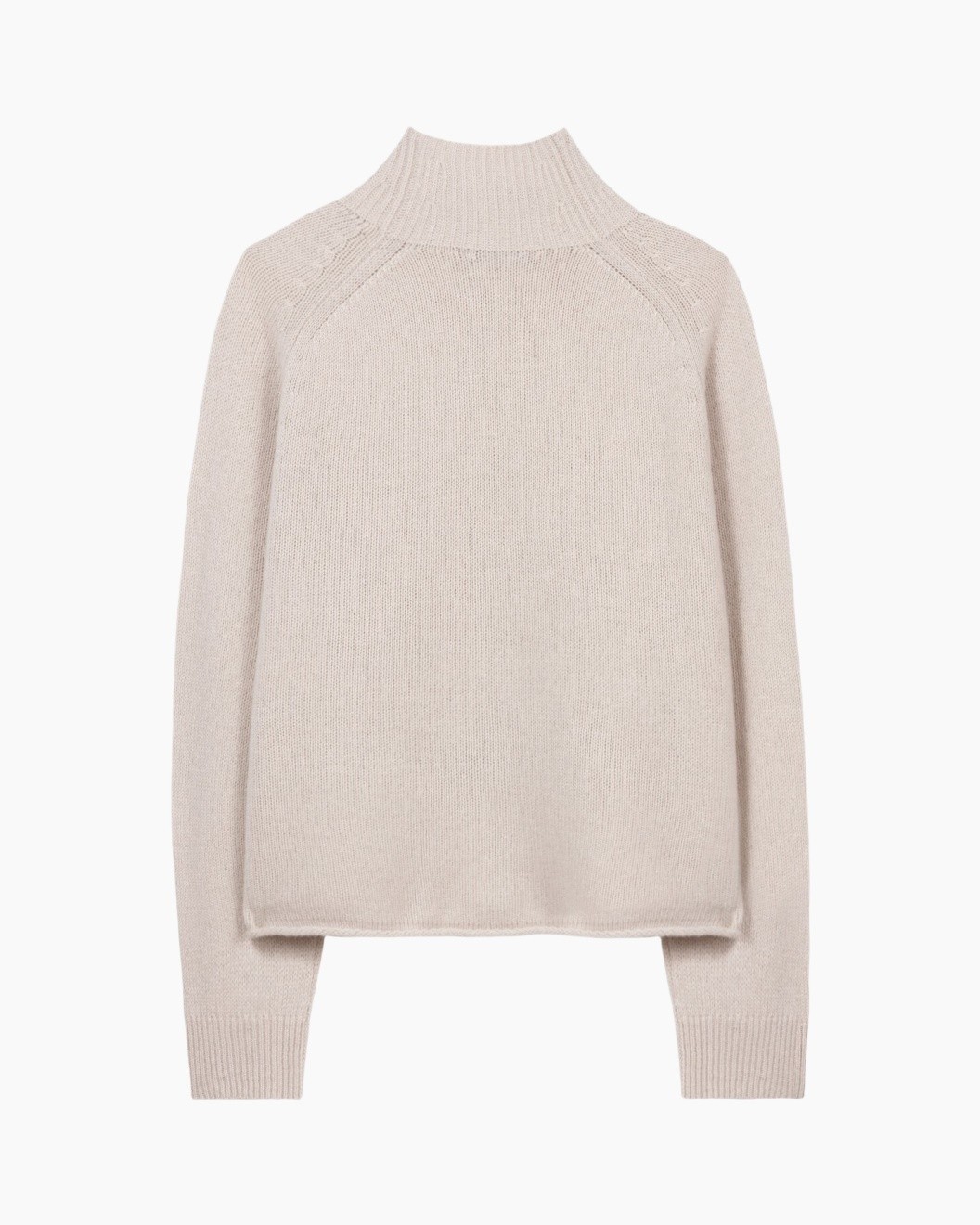 knitted sweater, turtleneck, beige, long sleeves, crew neck