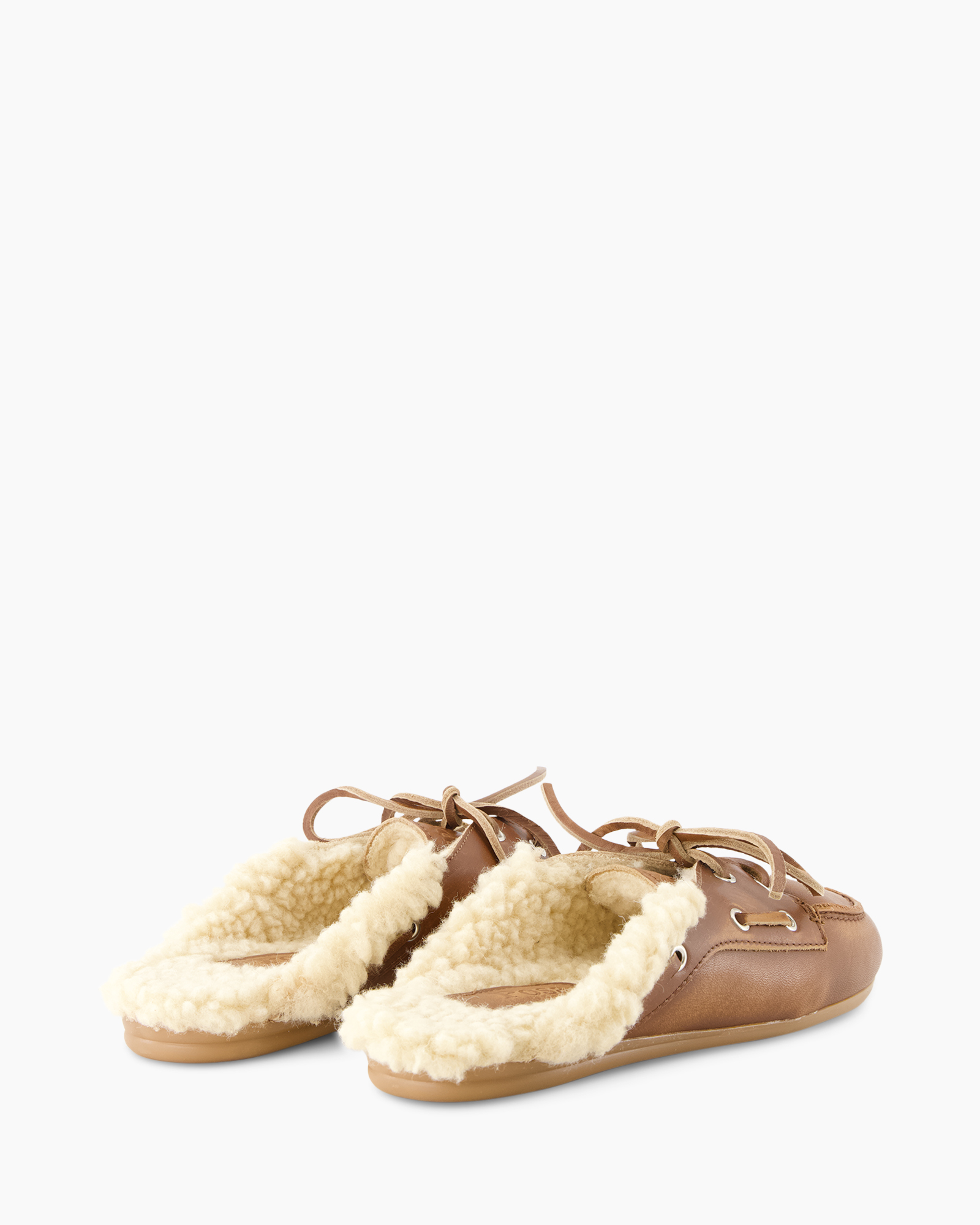 moccasins, shearling, leather, brown, slip-on