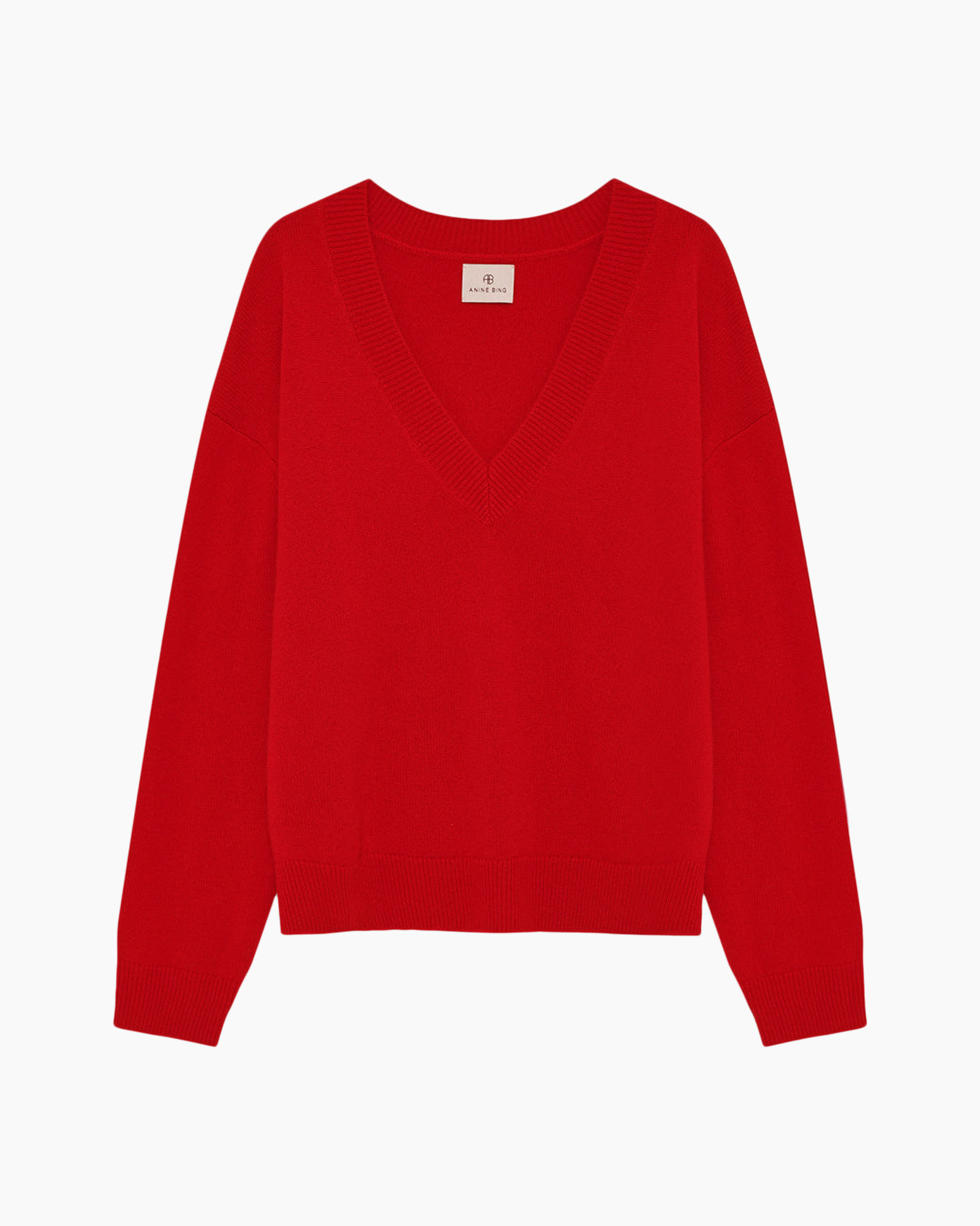 sweater, red, V-neck, knit, pullover