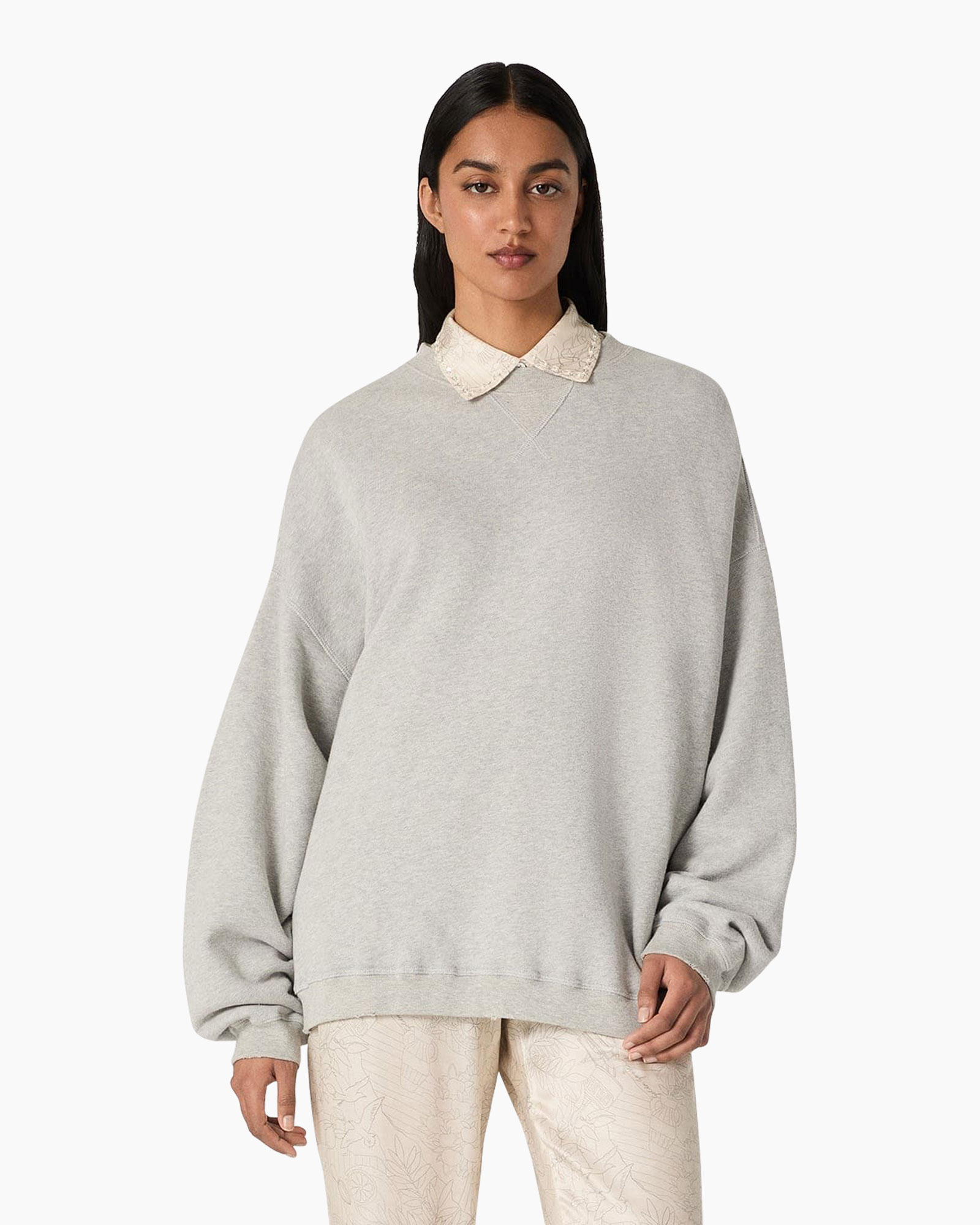 sweatshirt, pullover, grey, oversized, collared-shirt