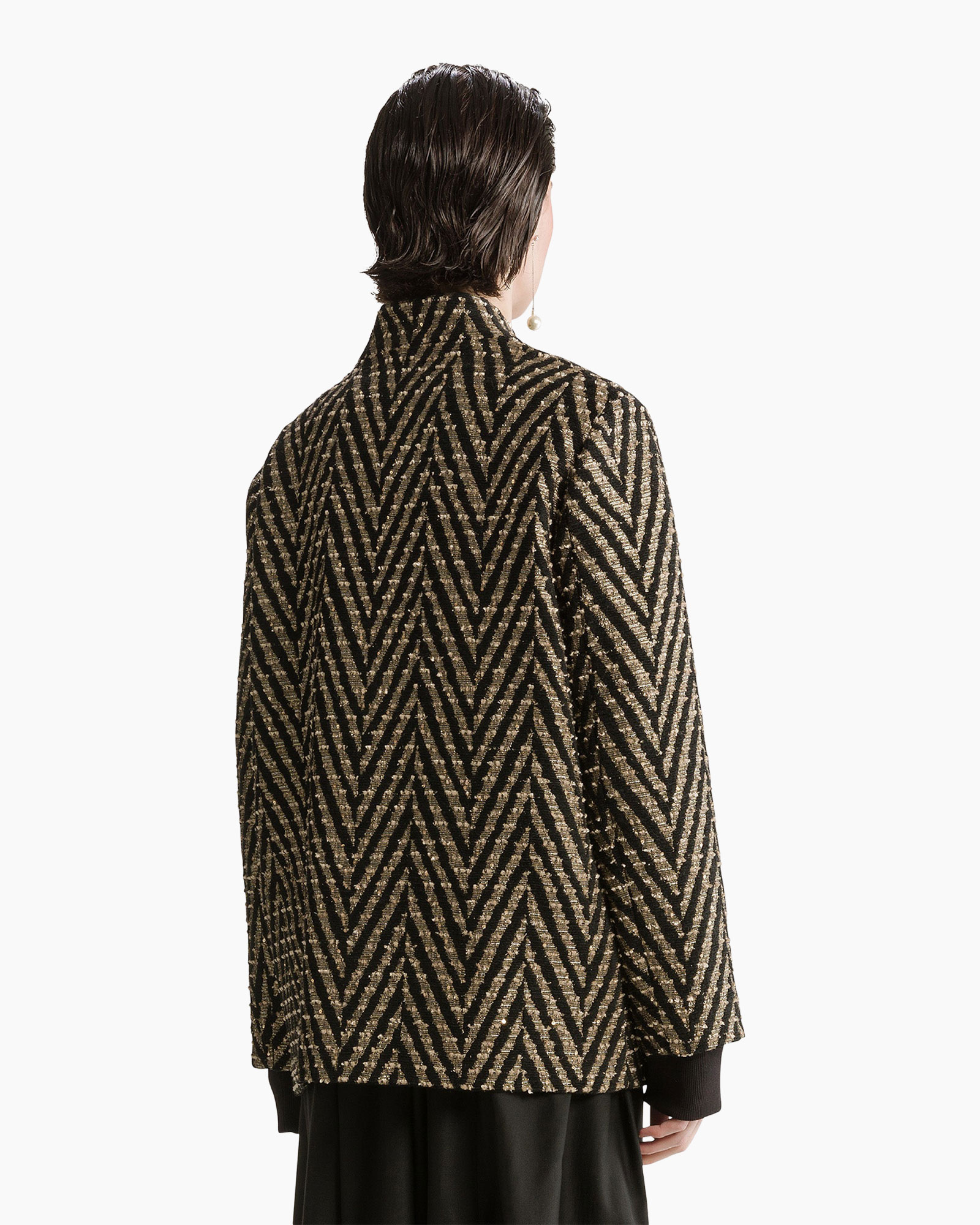 jacket, blazer, zigzag pattern, gold, long sleeves