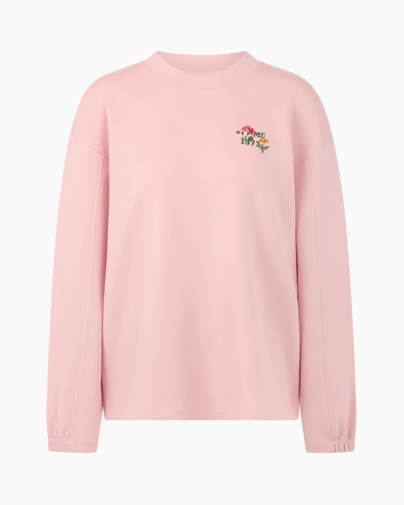 pink, crew-neck, sweatshirt, long-sleeve, embroidery, sweatshirt, pink, long_sleeve, floral_logo, crew_neck