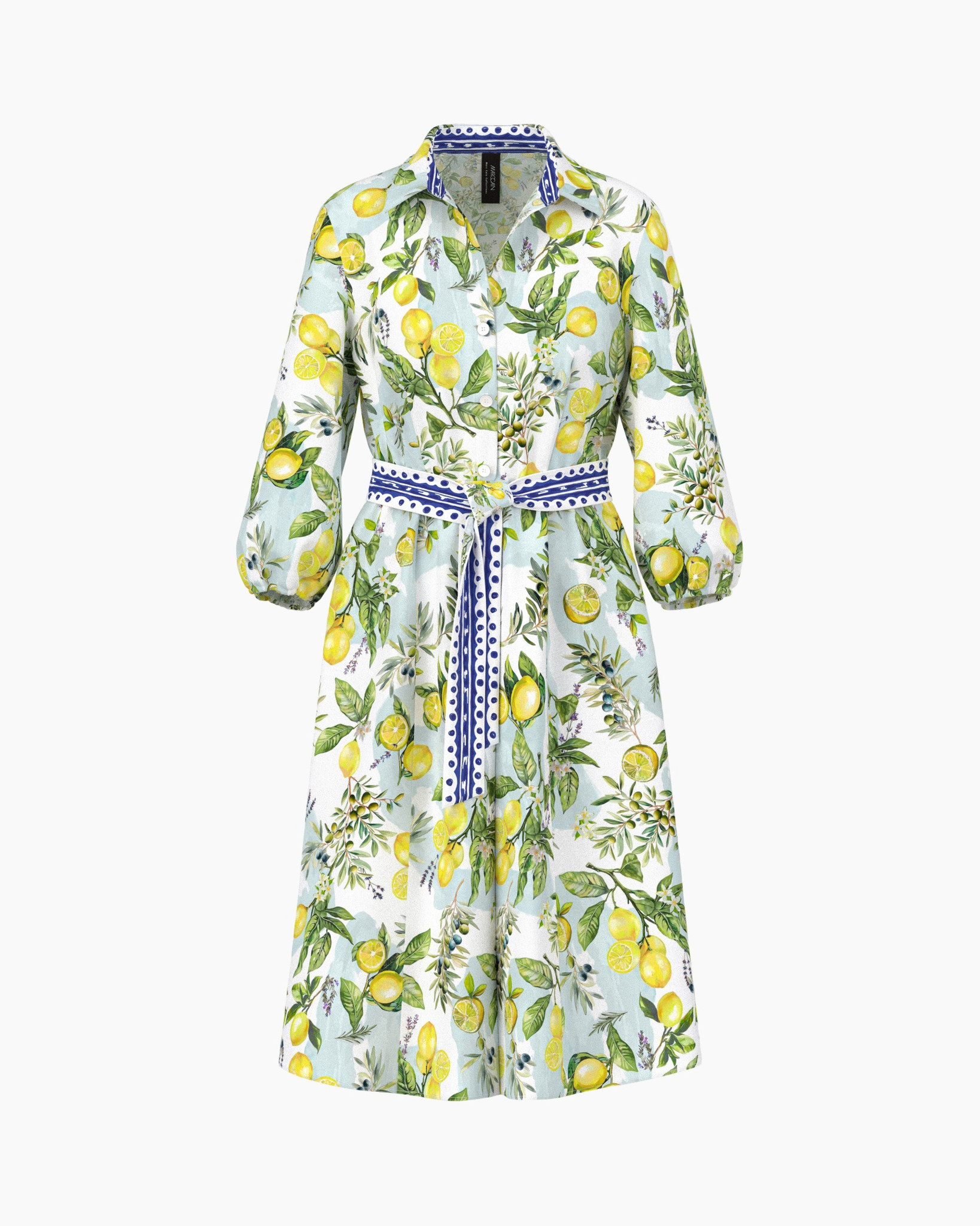 dress, linen?, print, lemon, belt