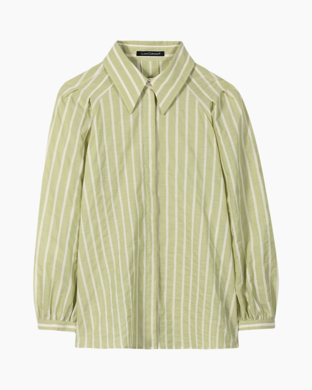 striped shirt, lime green, collared shirt, long sleeves, buttoned