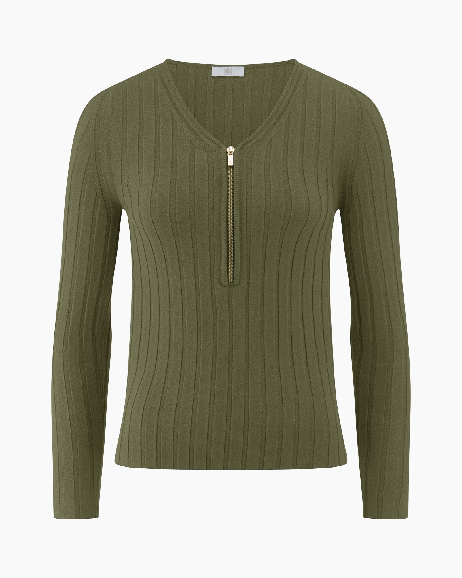 sweater, ribbed, olive, zip, knit