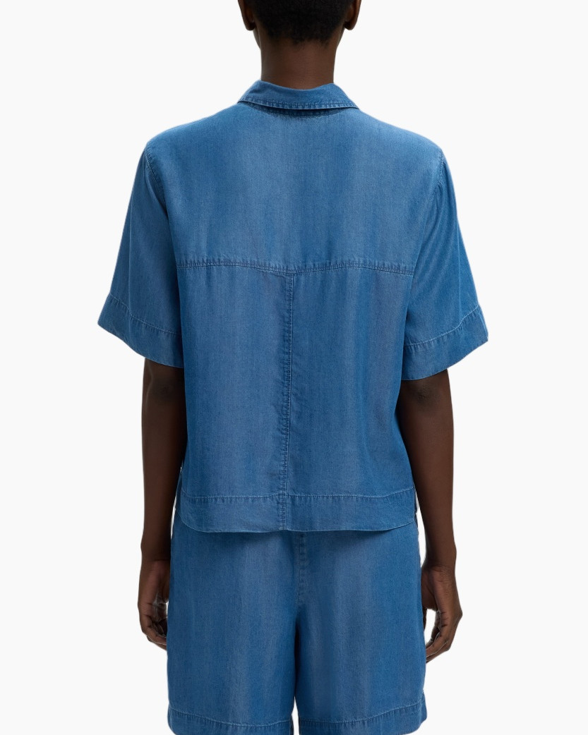 denim, shirt, short-sleeve, collar, button-up
