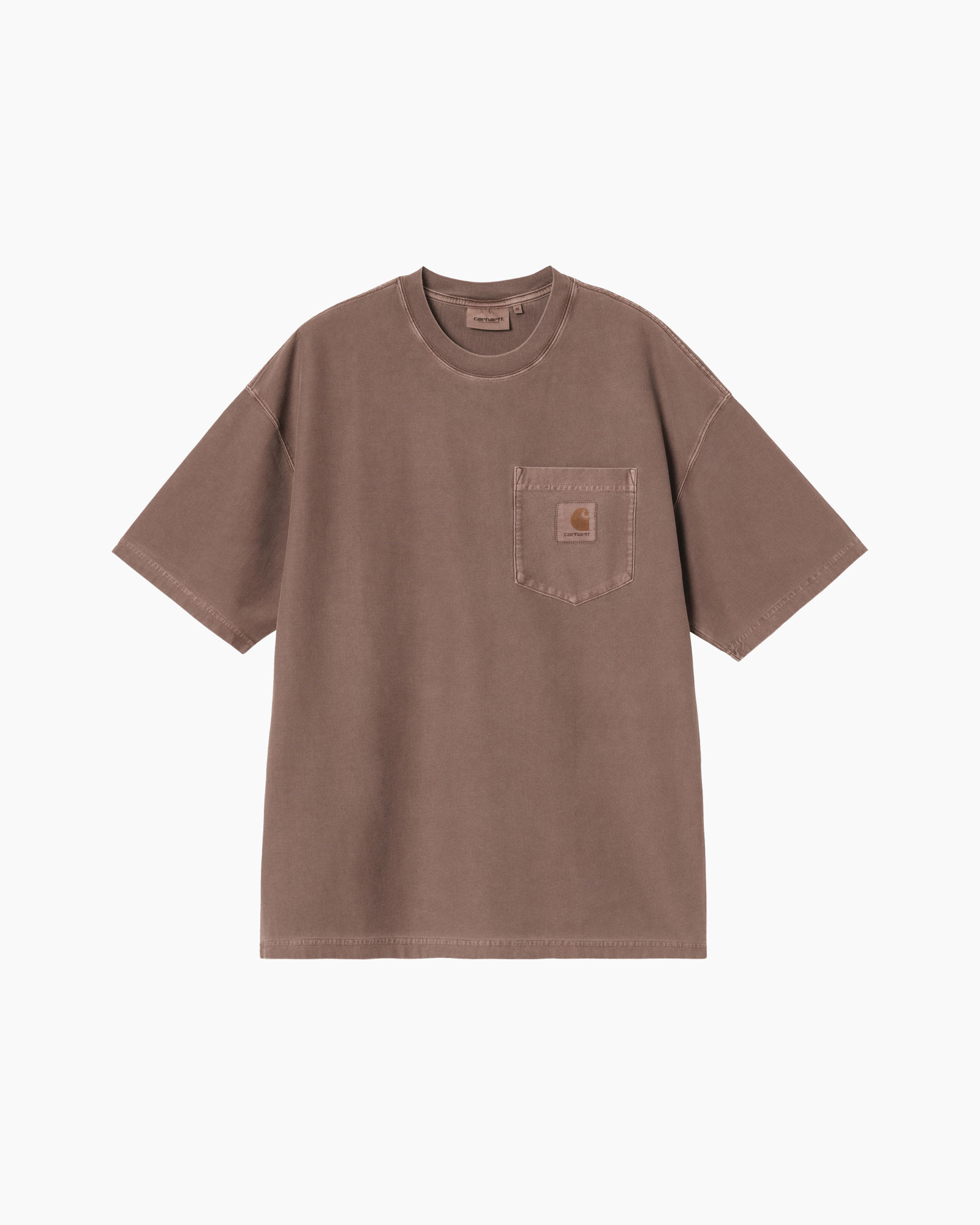 T-shirt Korte Mouw Loose Pocket Single Jersey Bruin