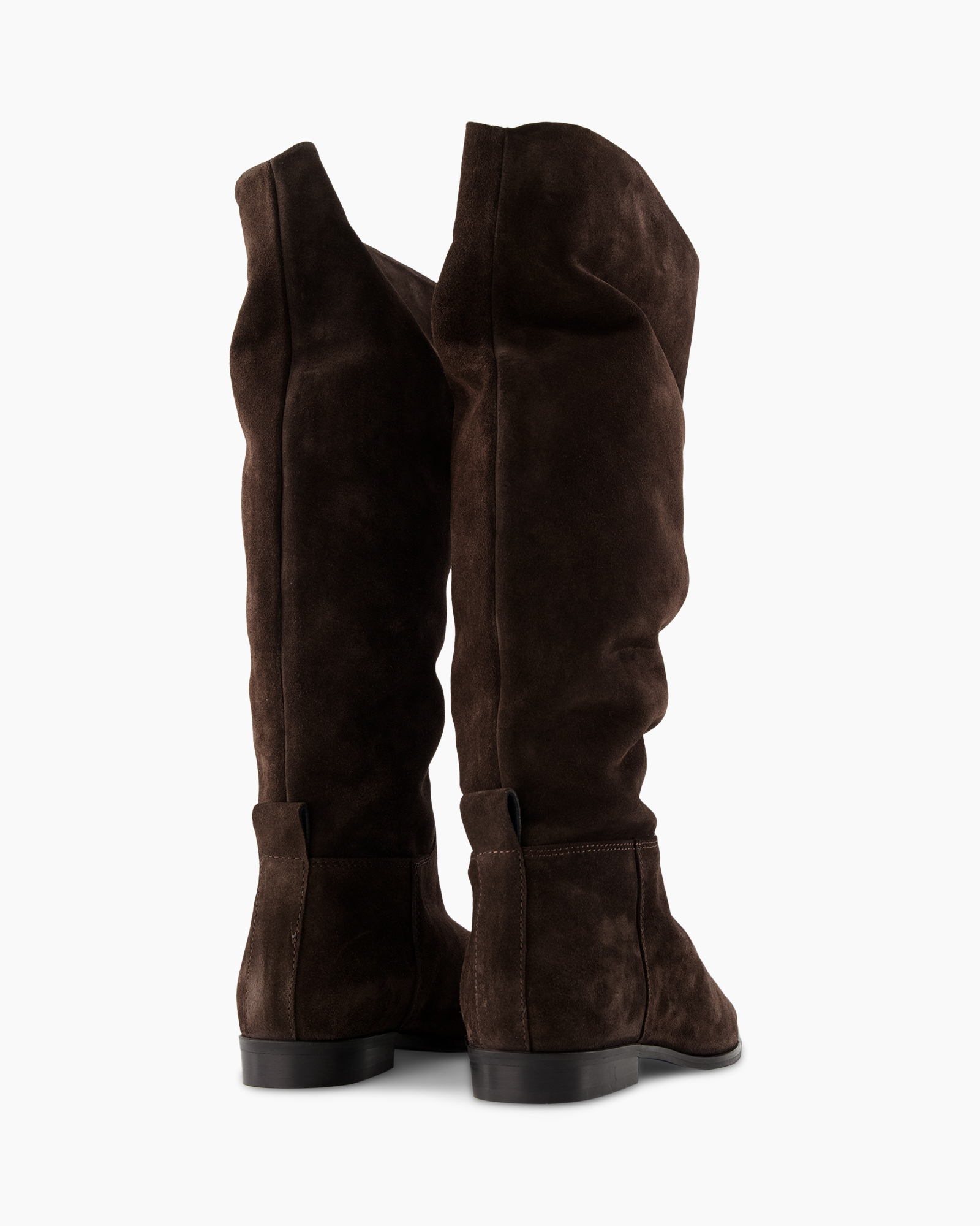 knee-high boots, brown, suede, over-the-knee, flat heel