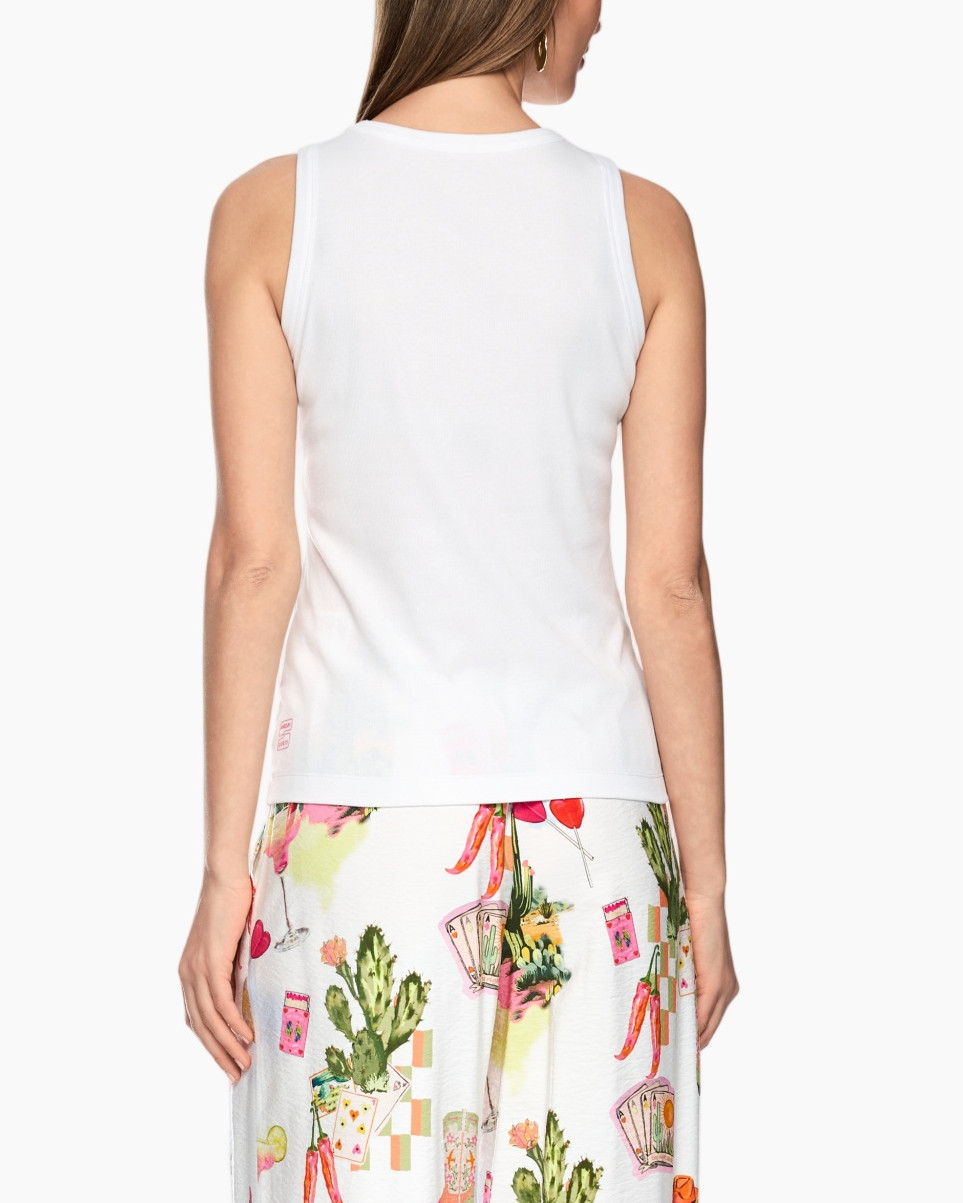 tank top, graphic tee, cactus print, white top, cropped fit