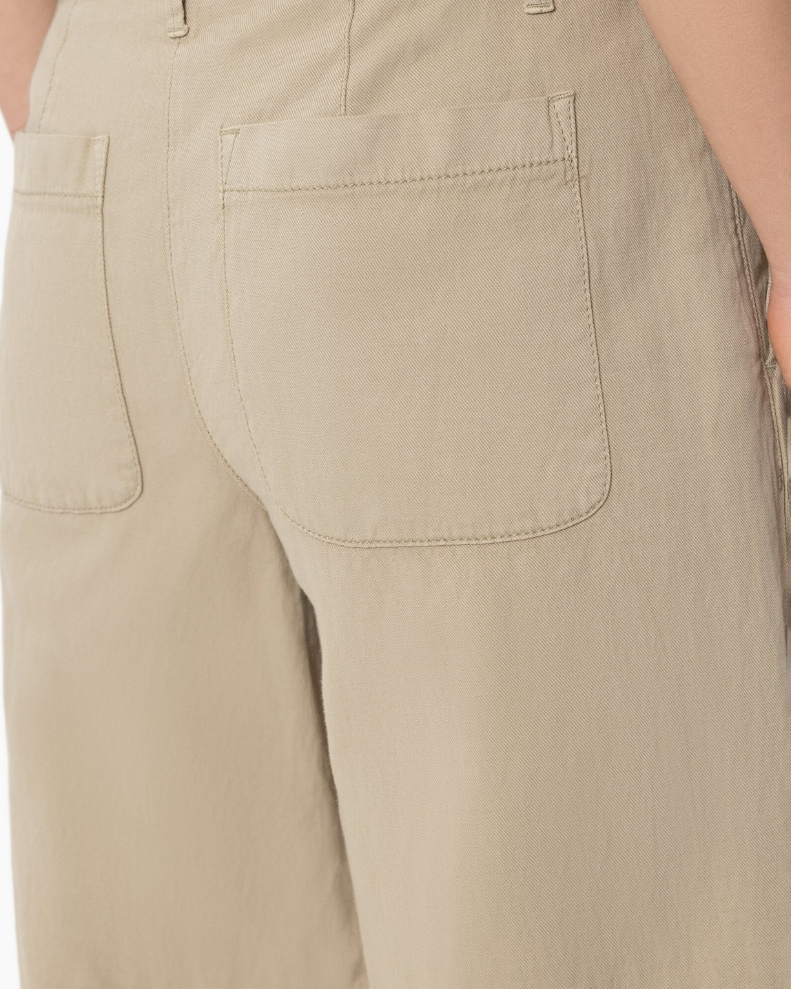 beige, pants, back pocket, stitching, waistband