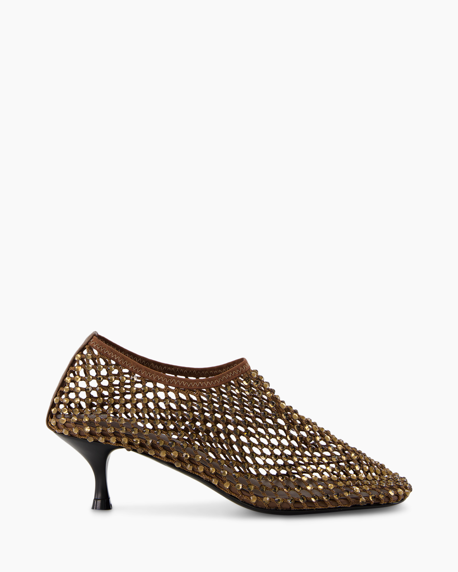 open weave, mule, mesh, brown, heel