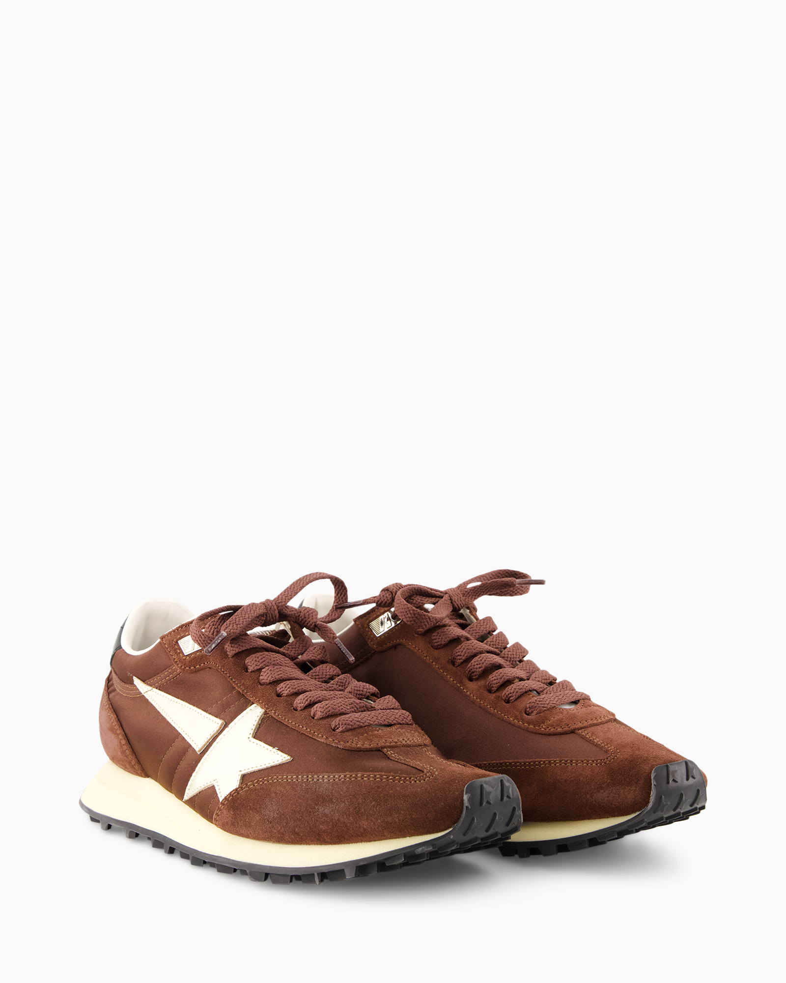 sneakers, brown, mesh? suede, side star, lace-up